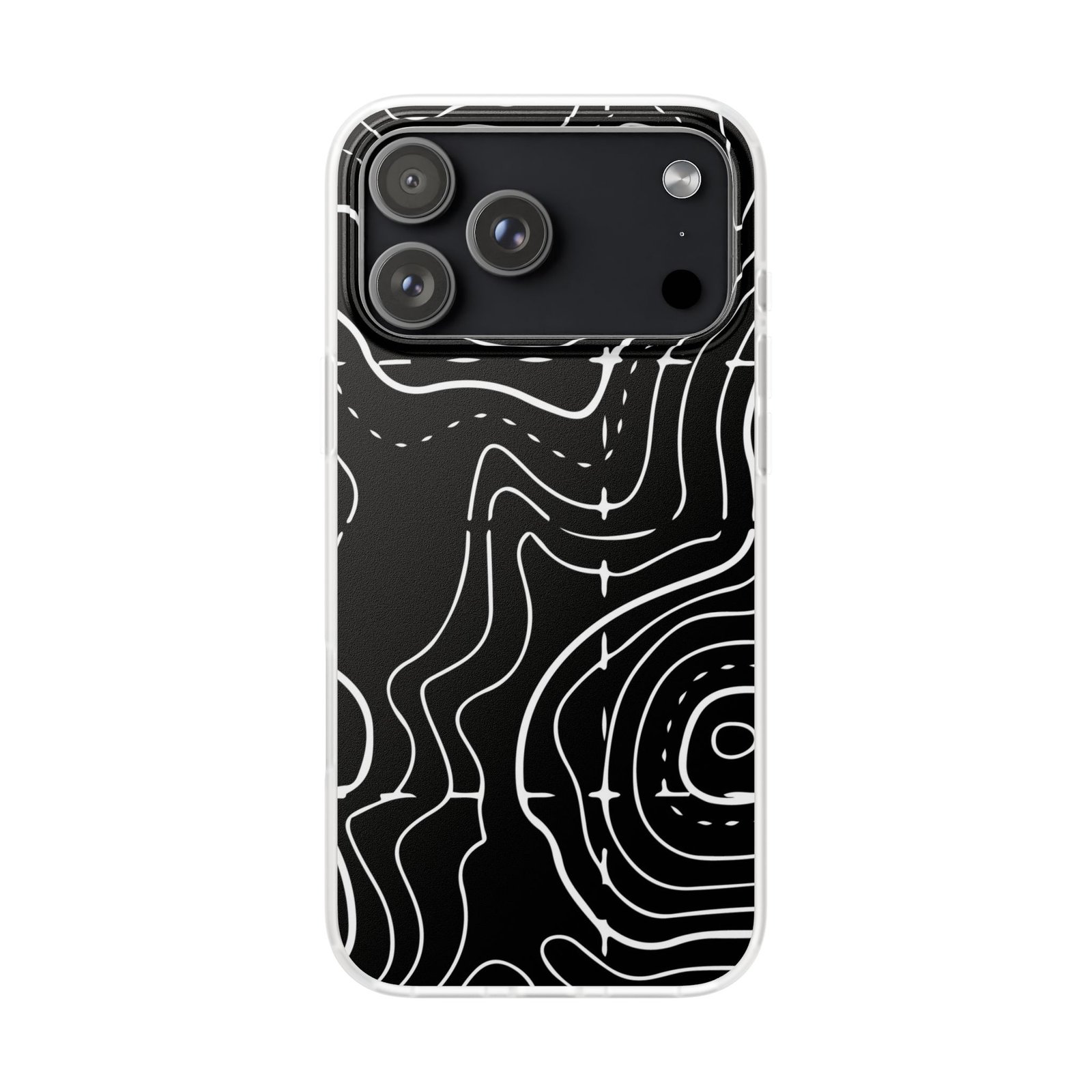 Phone Case — Black Topographic Line Art Design - Image 111