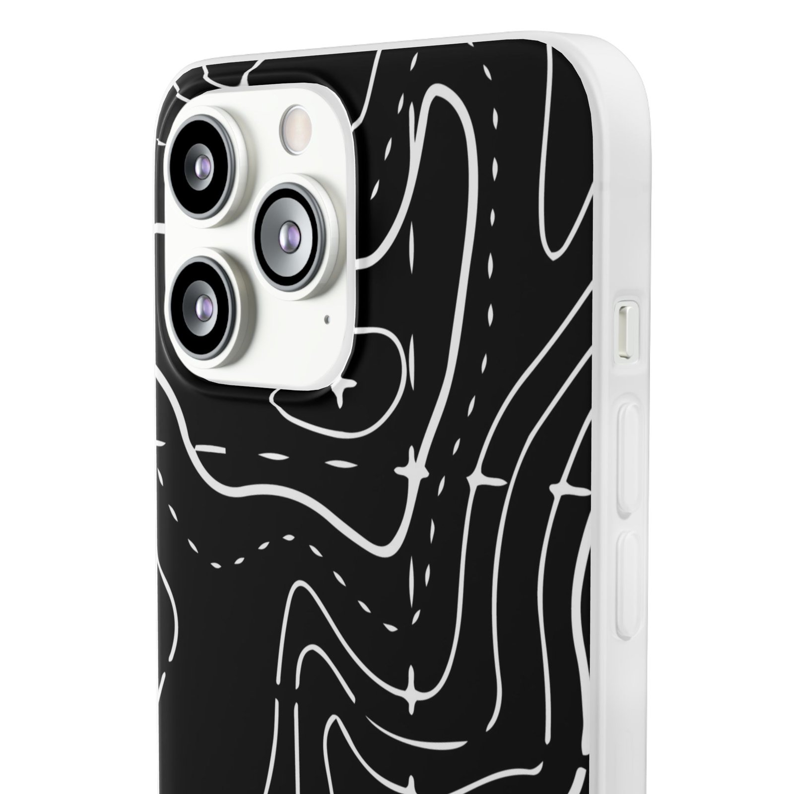 Phone Case — Black Topographic Line Art Design - Image 23