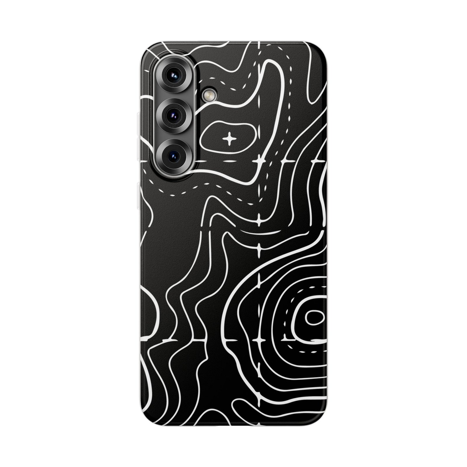 Phone Case — Black Topographic Line Art Design - Image 100