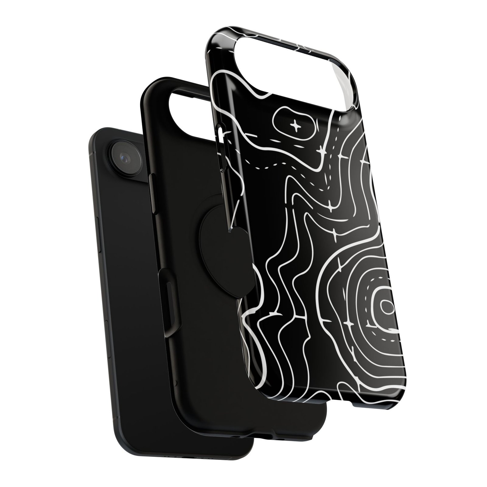 Topographic Black Phone Case — Impact-Resistant iPhone Cover - Image 132