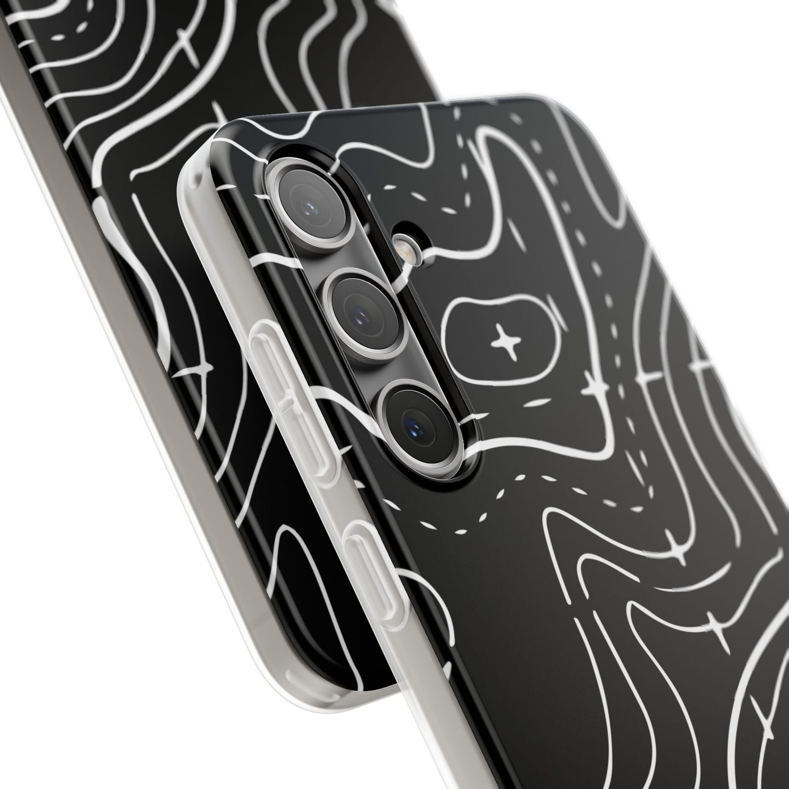Phone Case — Black Topographic Line Art Design - Image 105