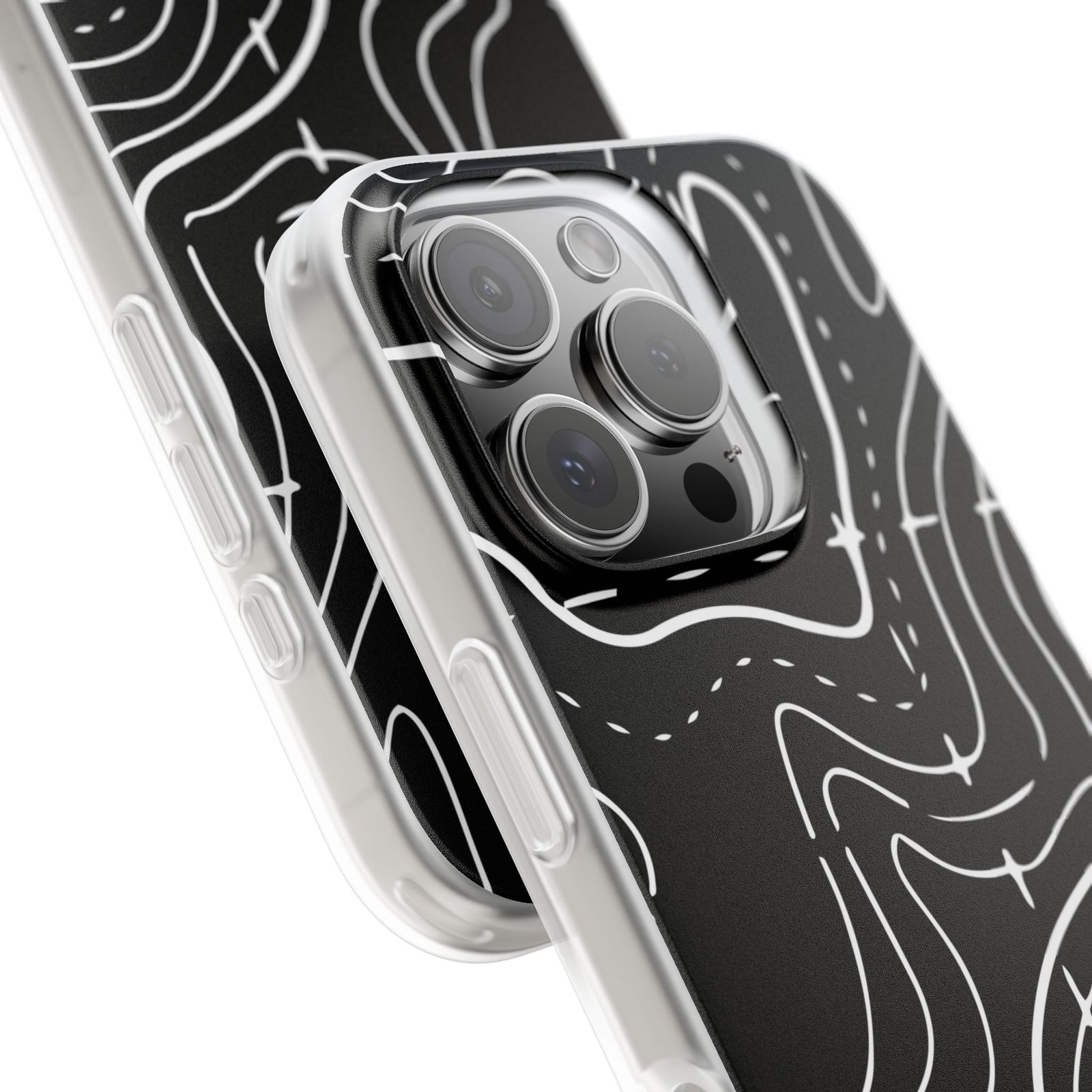 Phone Case — Black Topographic Line Art Design - Image 88