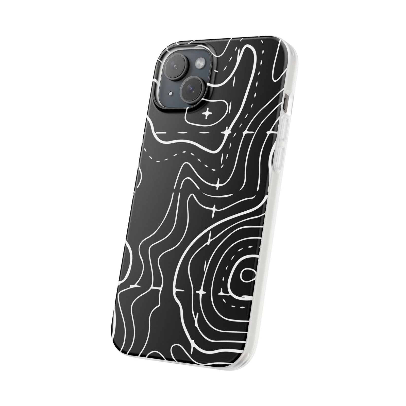Phone Case — Black Topographic Line Art Design - Image 80