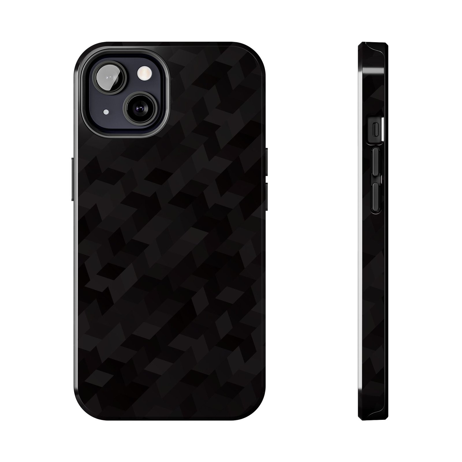 Black Geometric Camo Tough Phone Case — Rugged Protective iPhone Cover - Image 2