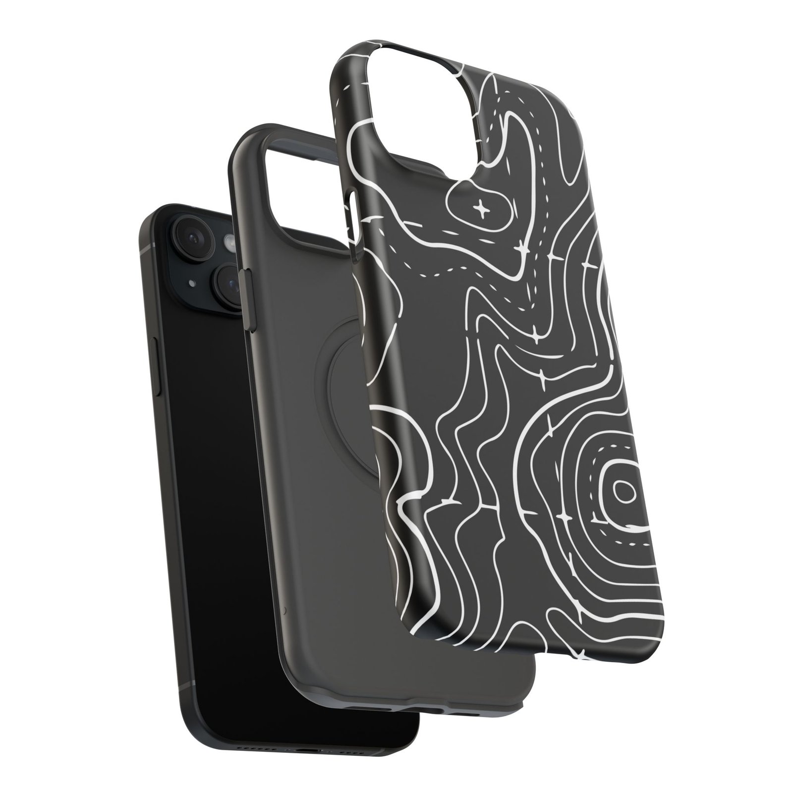 Topographic Black Phone Case — Impact-Resistant iPhone Cover - Image 48