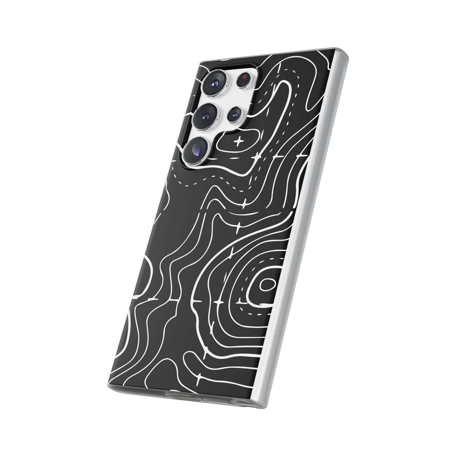 Phone Case — Black Topographic Line Art Design - Image 70