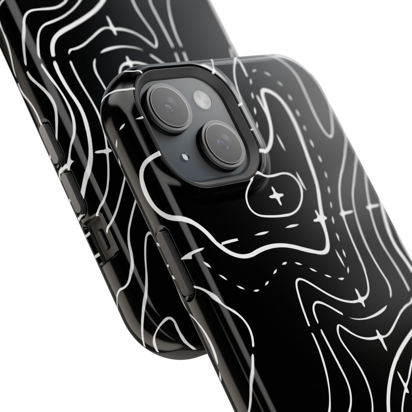 Topographic Black Phone Case — Impact-Resistant iPhone Cover - Image 42