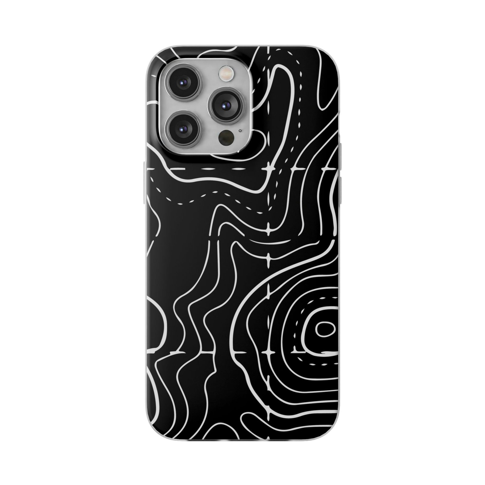 Phone Case — Black Topographic Line Art Design - Image 55