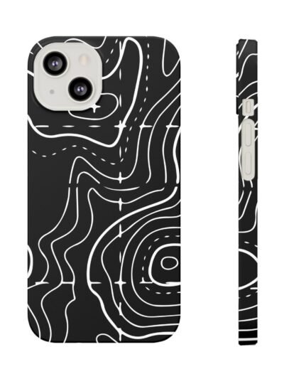 Slim Phone Case — Minimalist Black Topographic Line Art