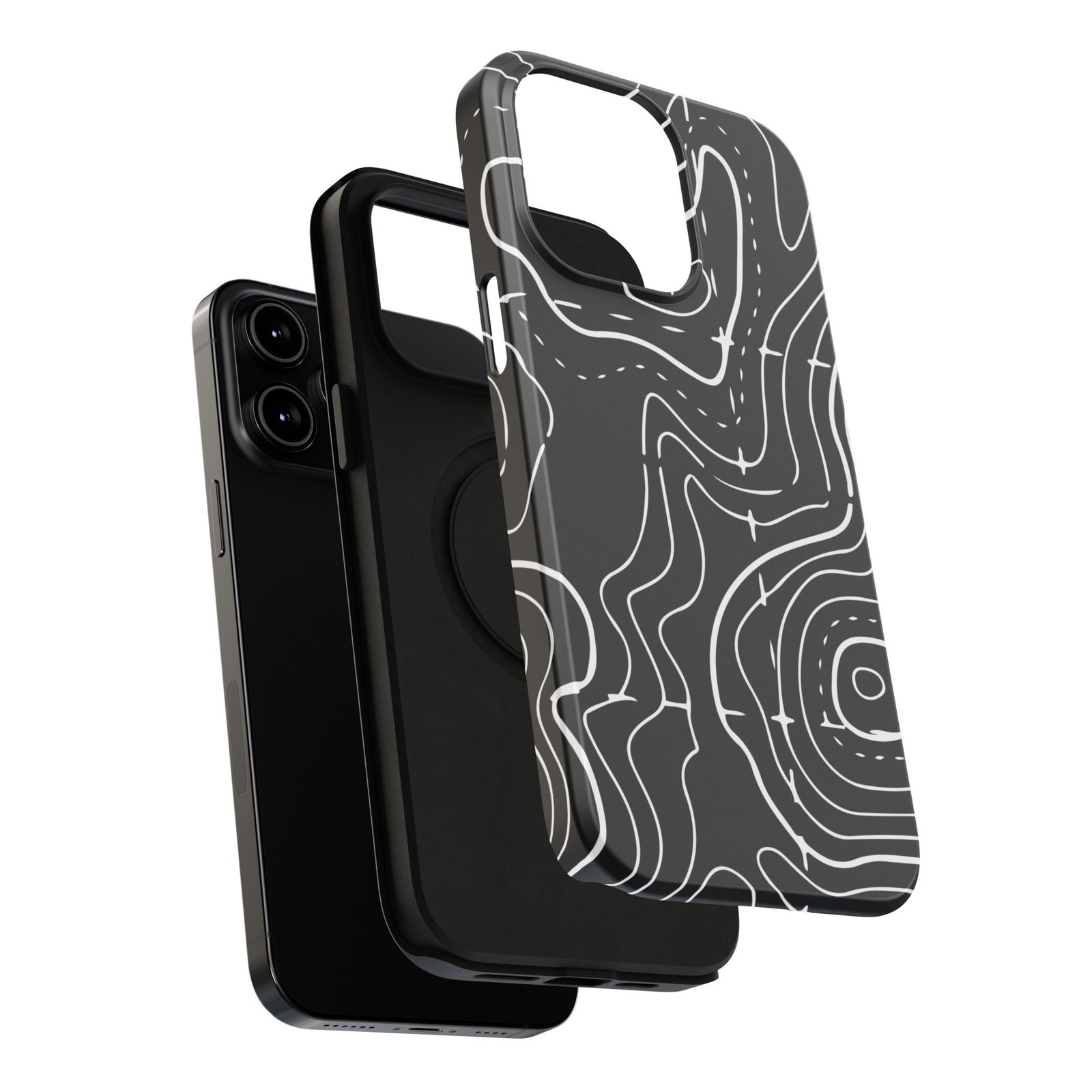 Topographic Black Phone Case — Impact-Resistant iPhone Cover - Image 88