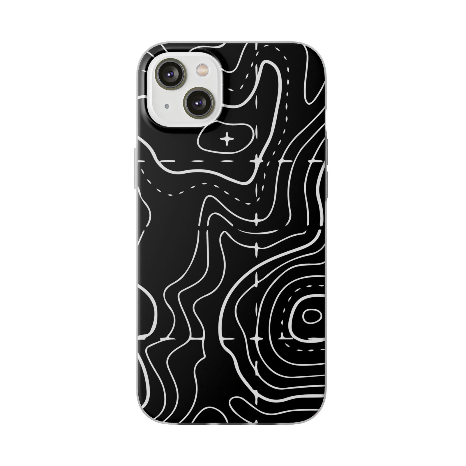 Phone Case — Black Topographic Line Art Design - Image 51