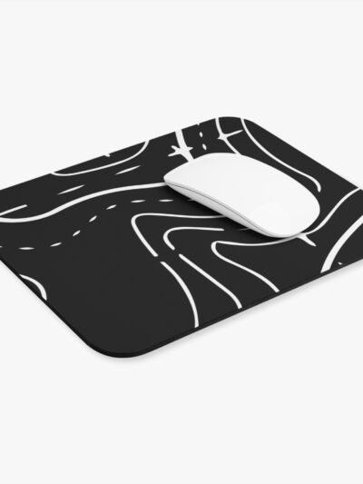 Abstract Topographic Mouse Pad — Black & White Contour Desk Mat