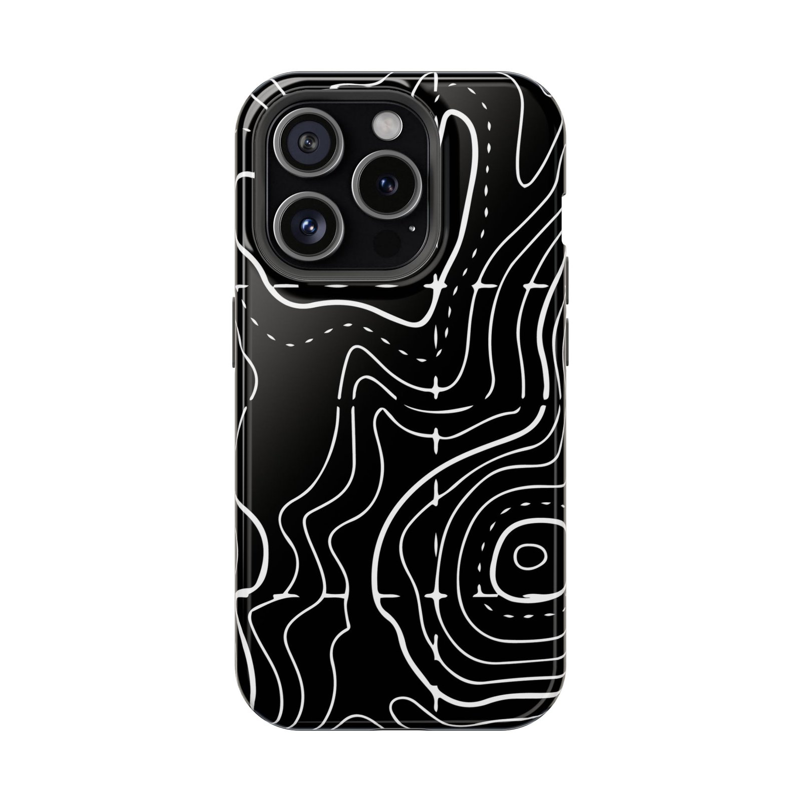 Topographic Black Phone Case — Impact-Resistant iPhone Cover - Image 33
