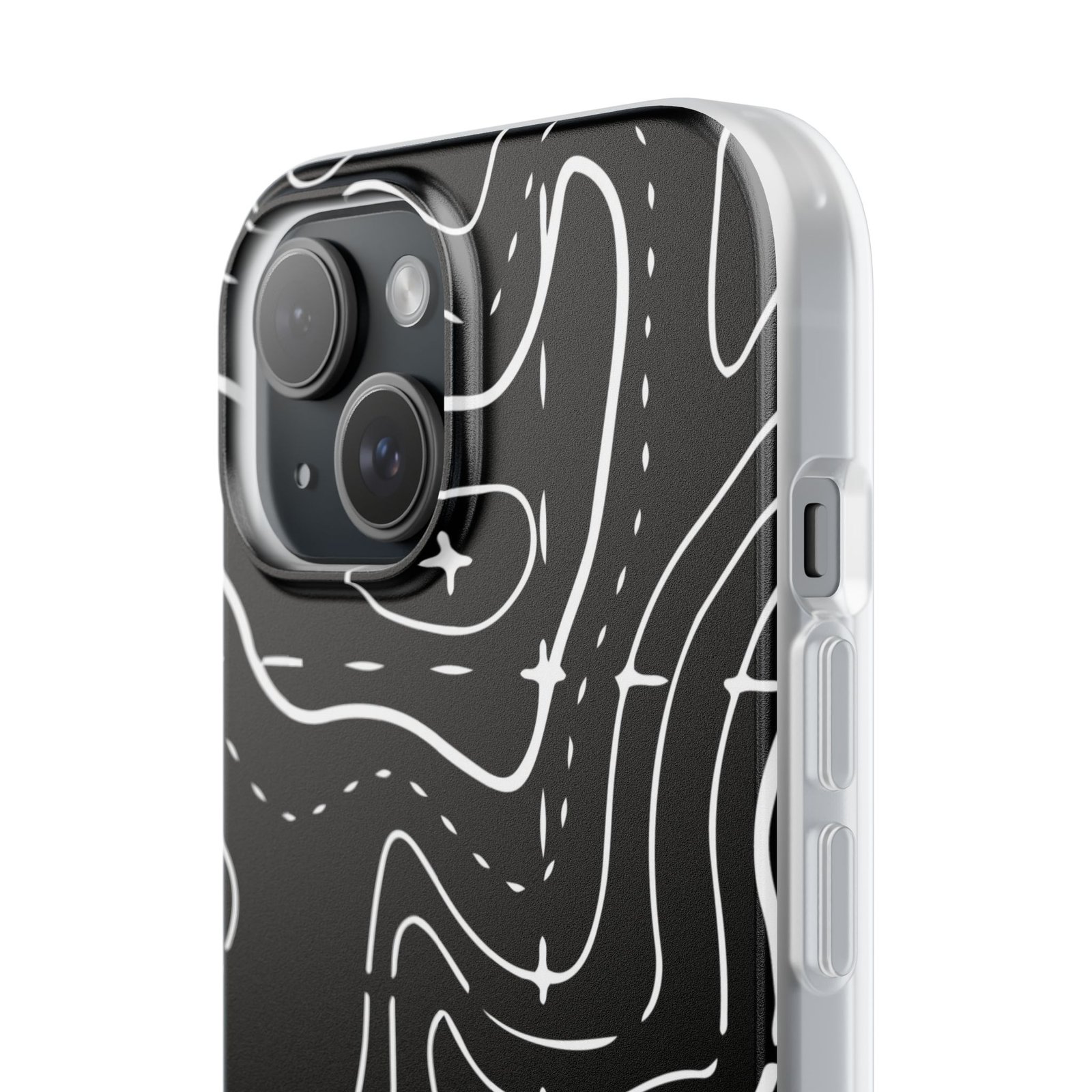Phone Case — Black Topographic Line Art Design - Image 74