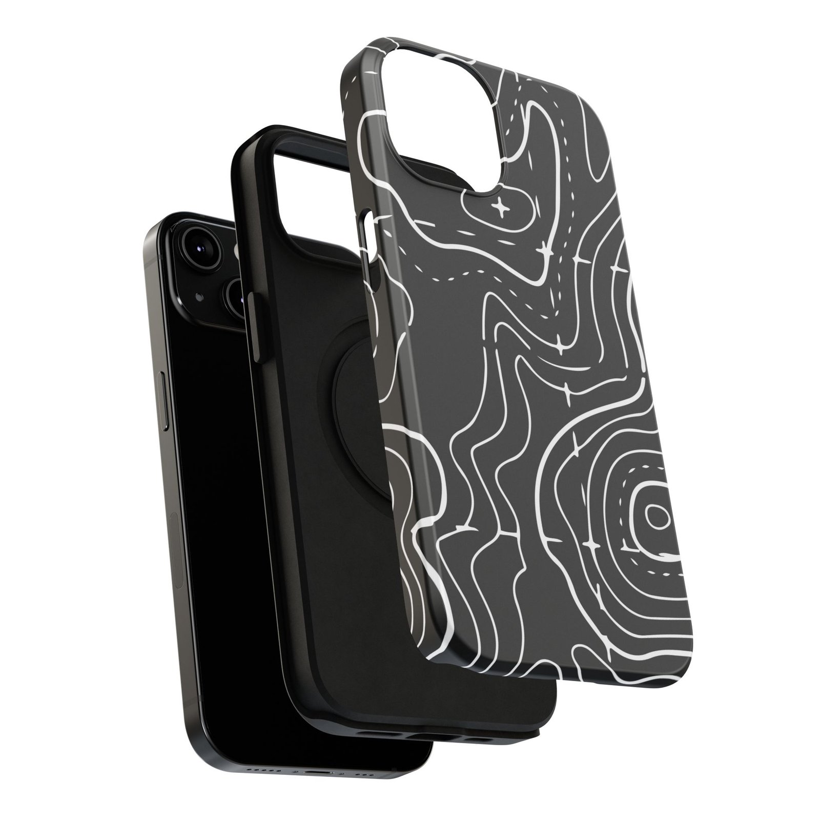 Topographic Black Phone Case — Impact-Resistant iPhone Cover - Image 64