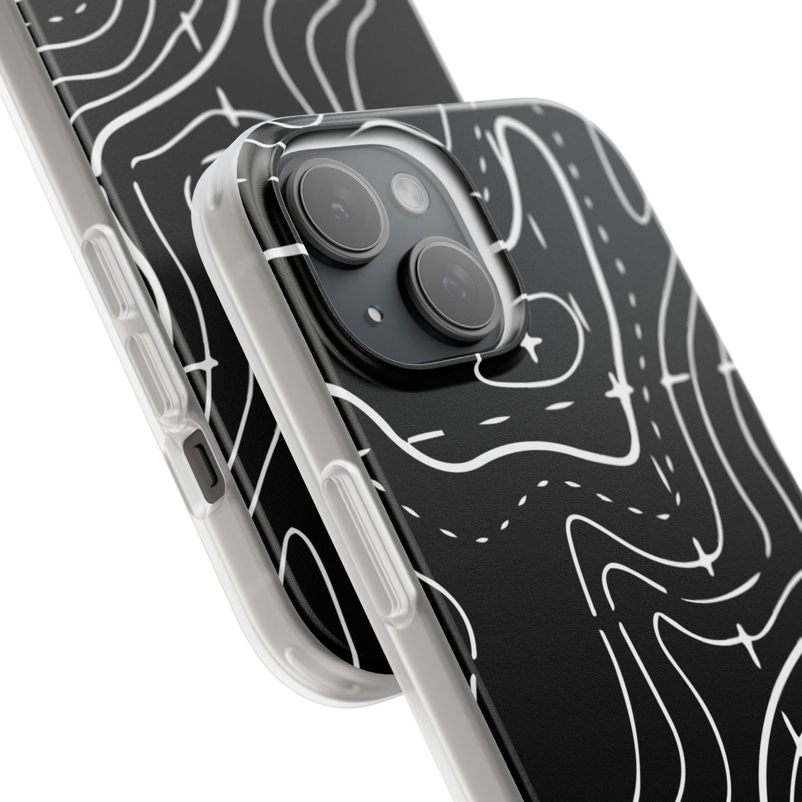 Phone Case — Black Topographic Line Art Design - Image 73