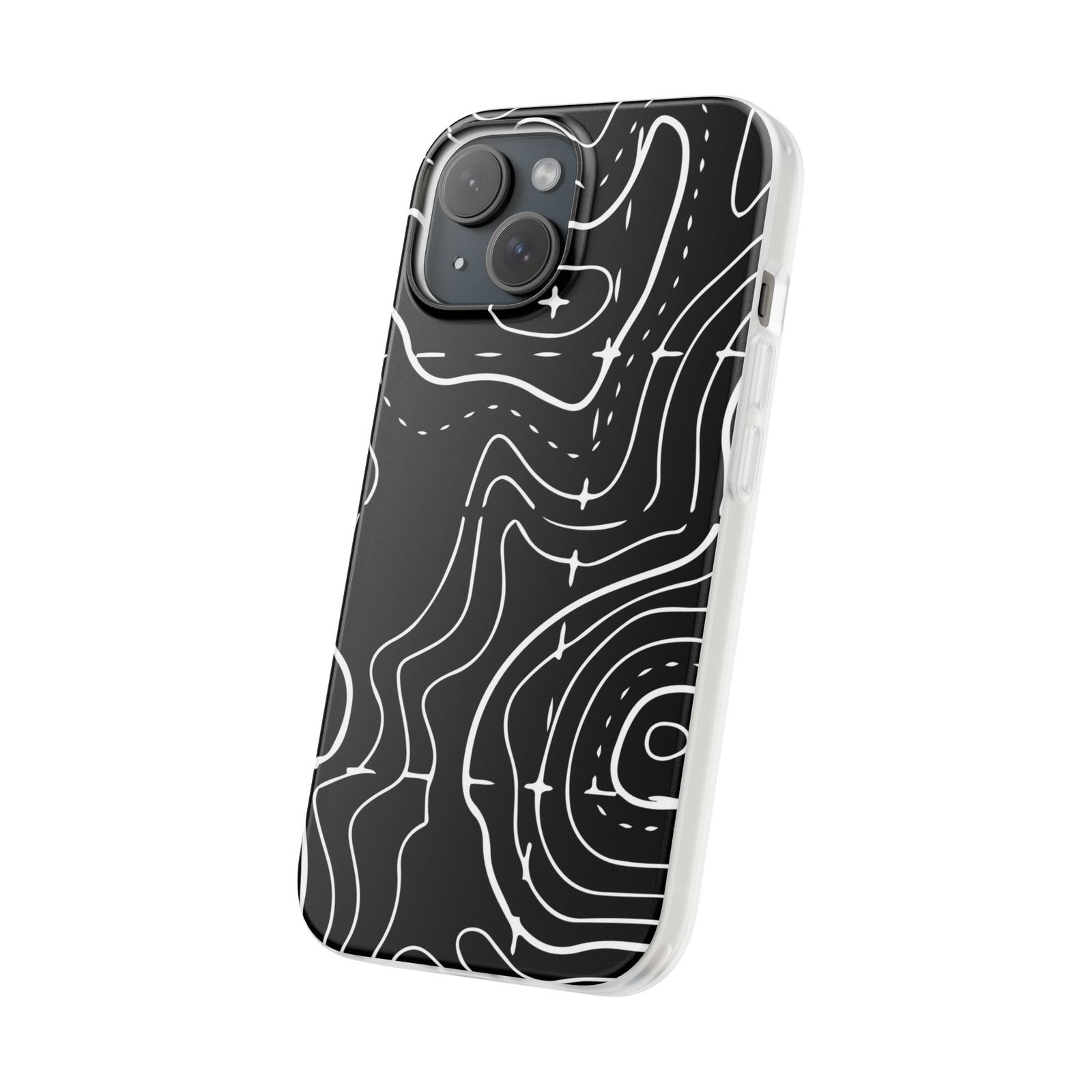 Phone Case — Black Topographic Line Art Design - Image 72