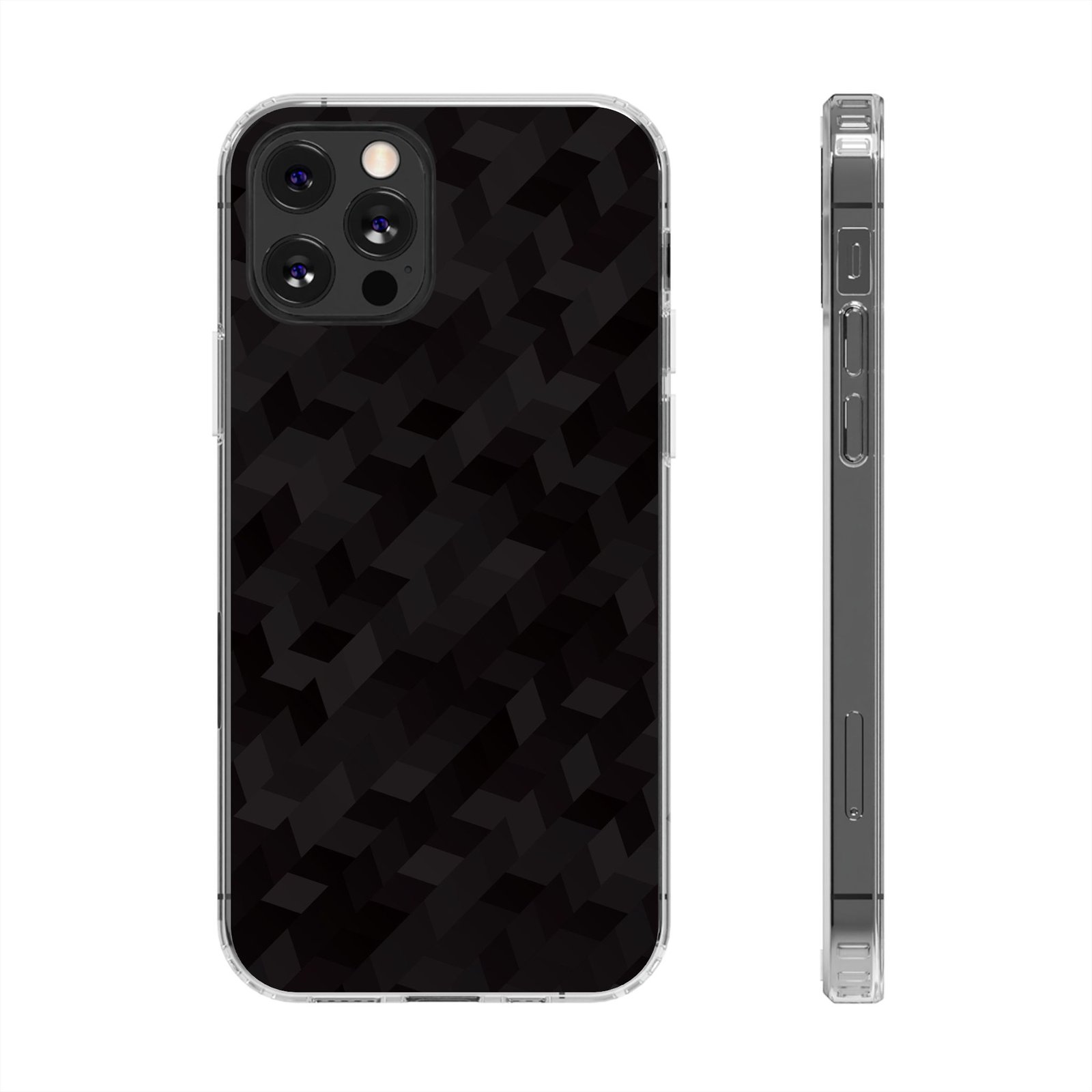 Clear Magnetic Impact-Resistant Phone Case — Black Houndstooth Pattern - Image 19