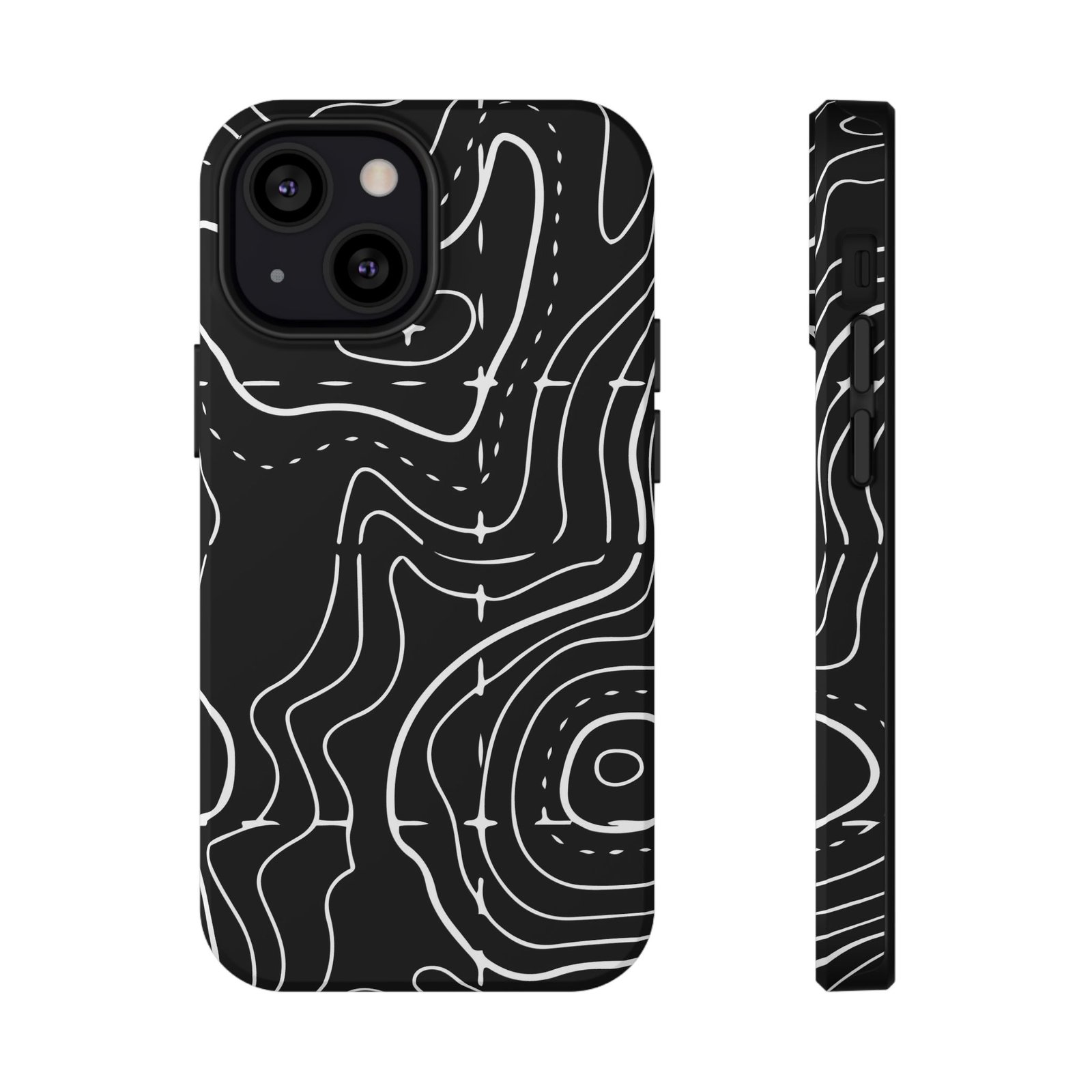 Topographic Black Phone Case — Impact-Resistant iPhone Cover - Image 10
