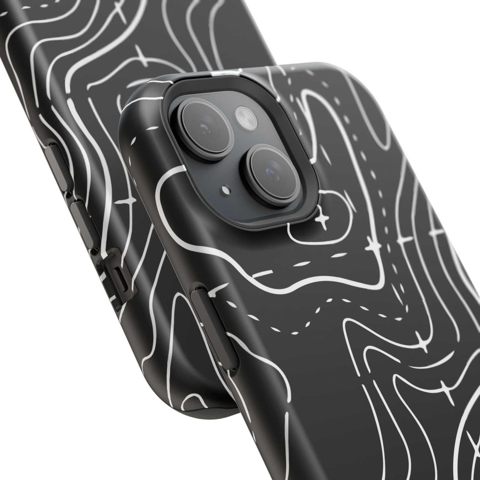 Topographic Black Phone Case — Impact-Resistant iPhone Cover - Image 30