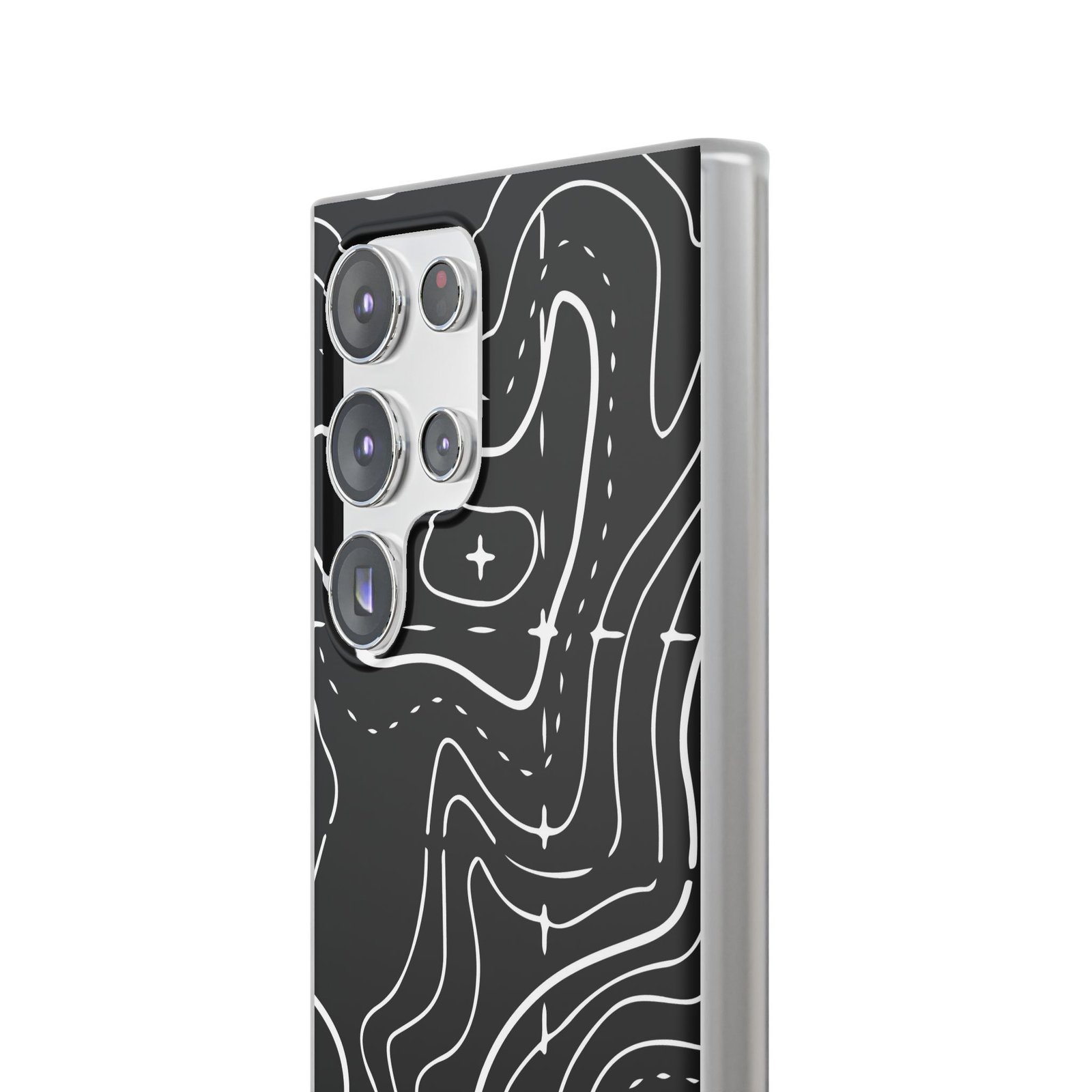Phone Case — Black Topographic Line Art Design - Image 68