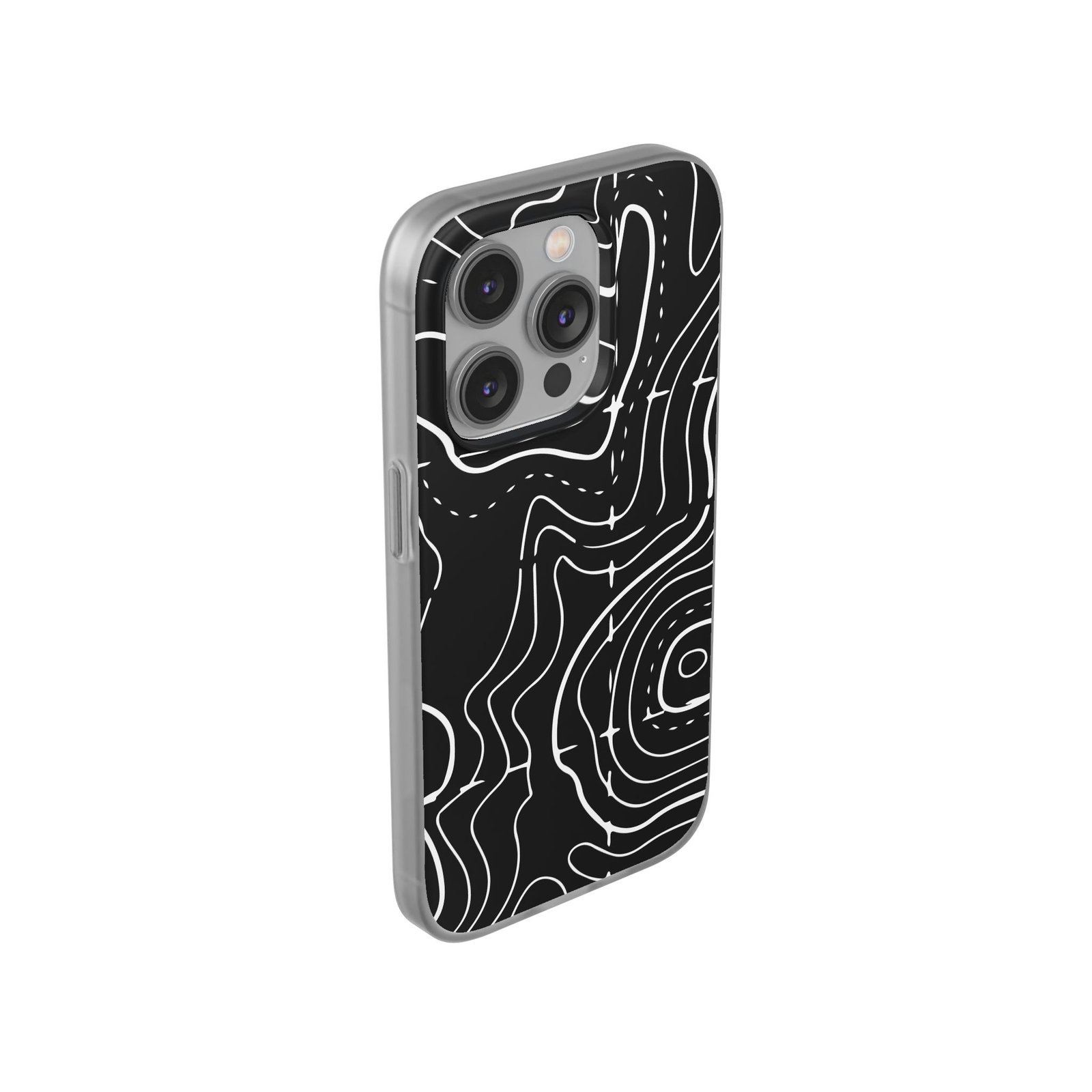 Phone Case — Black Topographic Line Art Design - Image 49