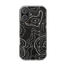 Topographic Line Clear Magnetic Phone Case — Impact‑Resistant Black Contour Design