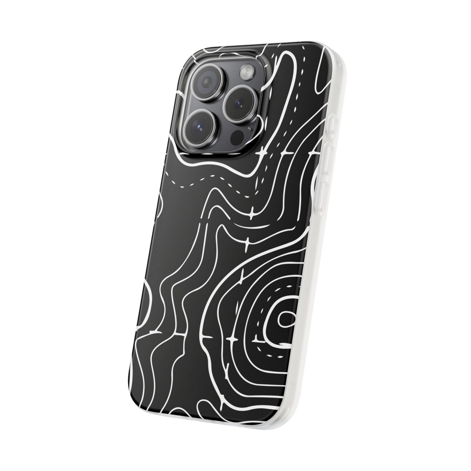 Phone Case — Black Topographic Line Art Design - Image 76