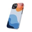 Abstract Wave Tough Phone Case — Blue & Sunset Colorblock Protective Cover