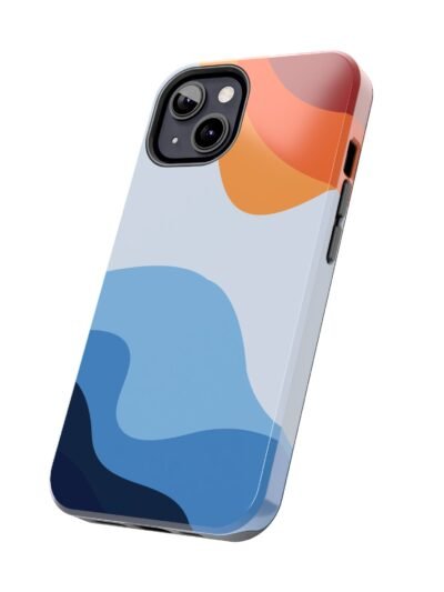 Abstract Wave Tough Phone Case — Blue & Sunset Colorblock Protective Cover