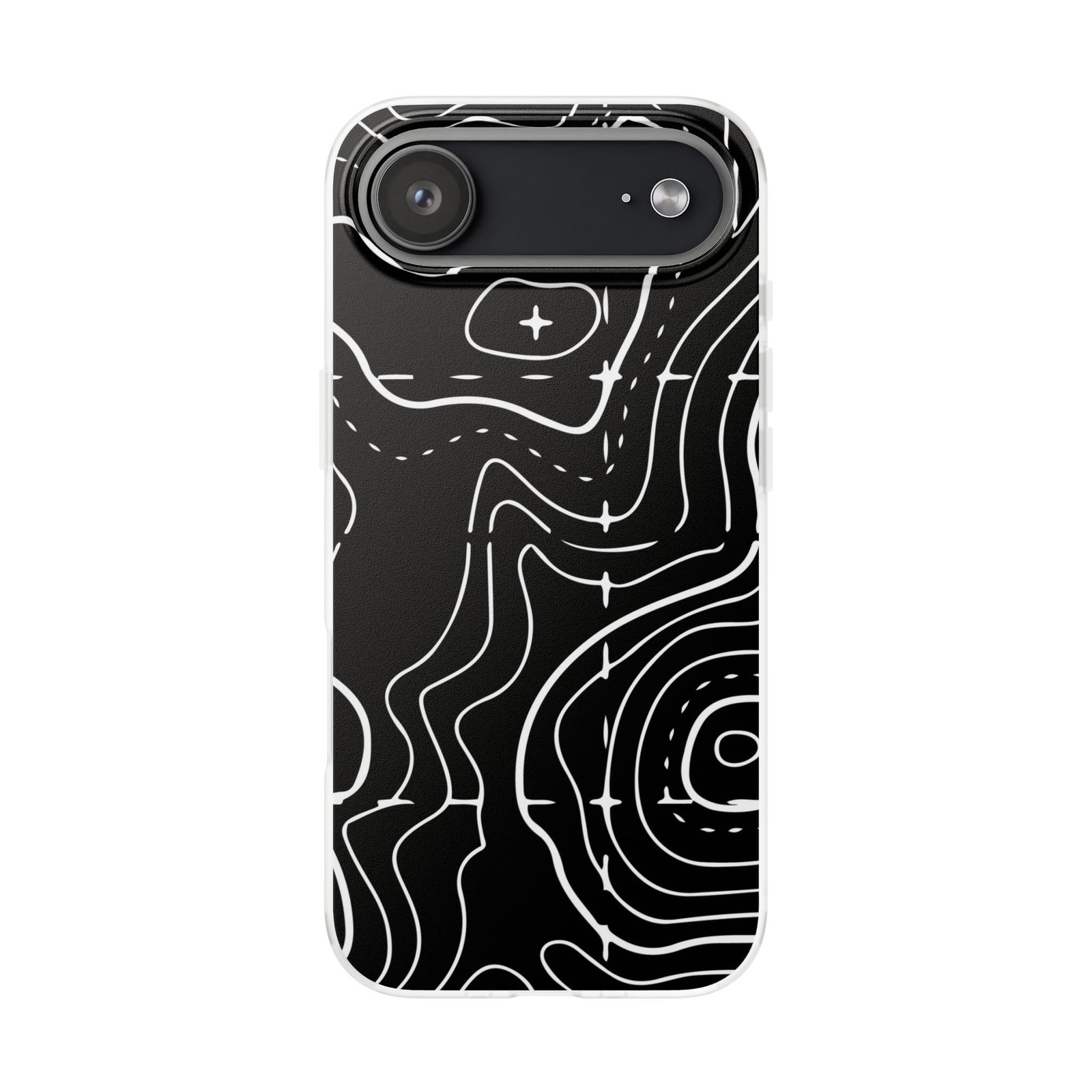 Phone Case — Black Topographic Line Art Design - Image 109