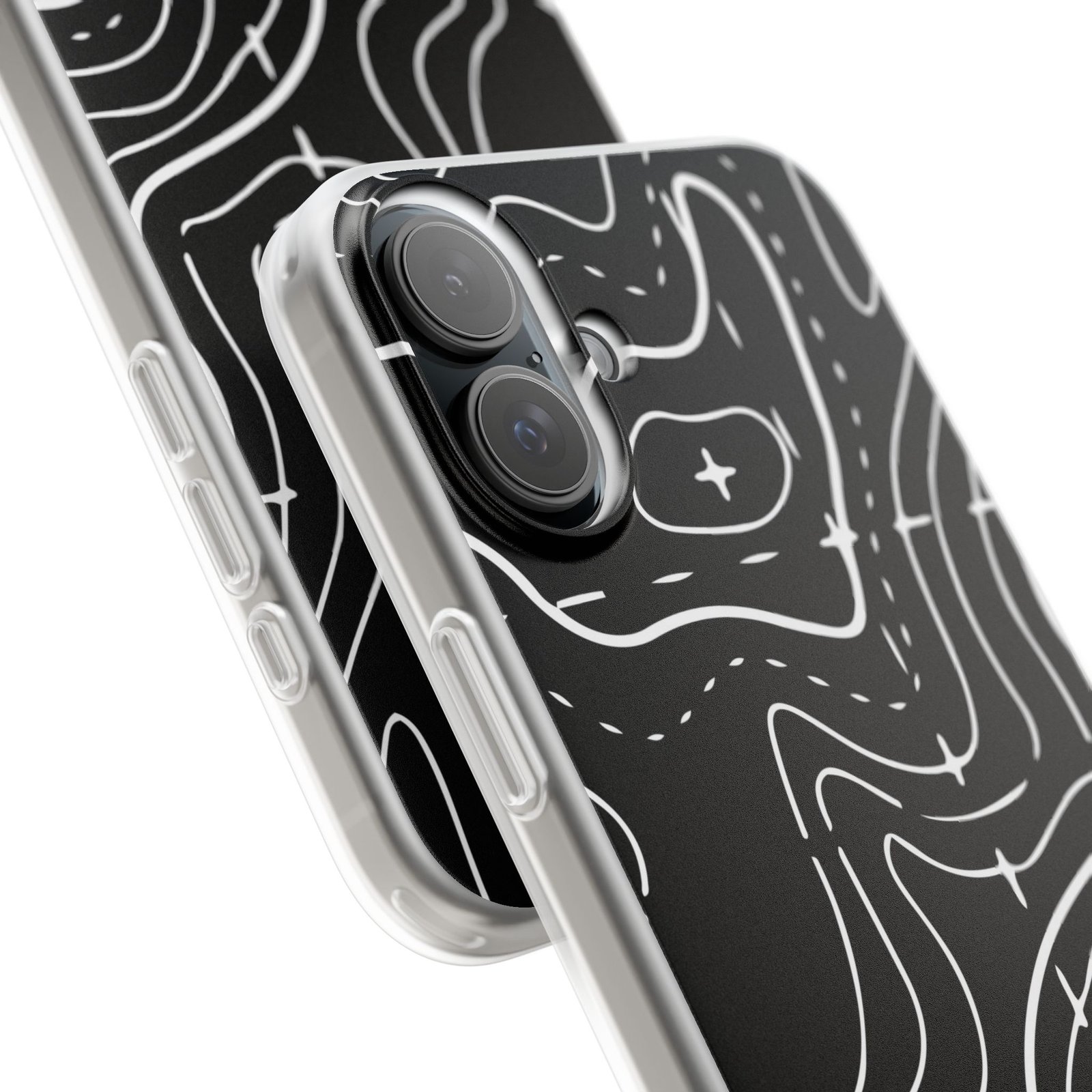 Phone Case — Black Topographic Line Art Design - Image 97