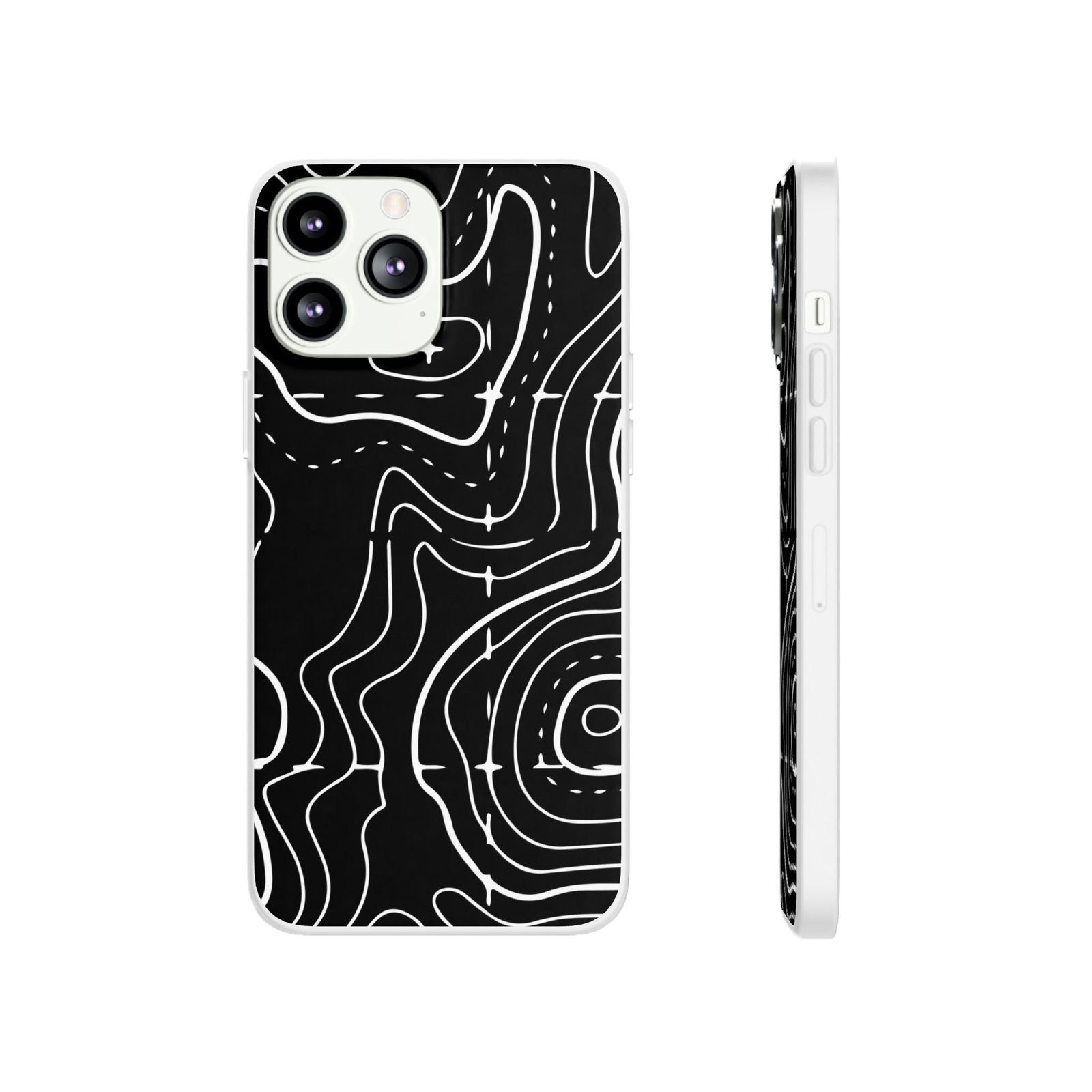 Phone Case — Black Topographic Line Art Design - Image 22