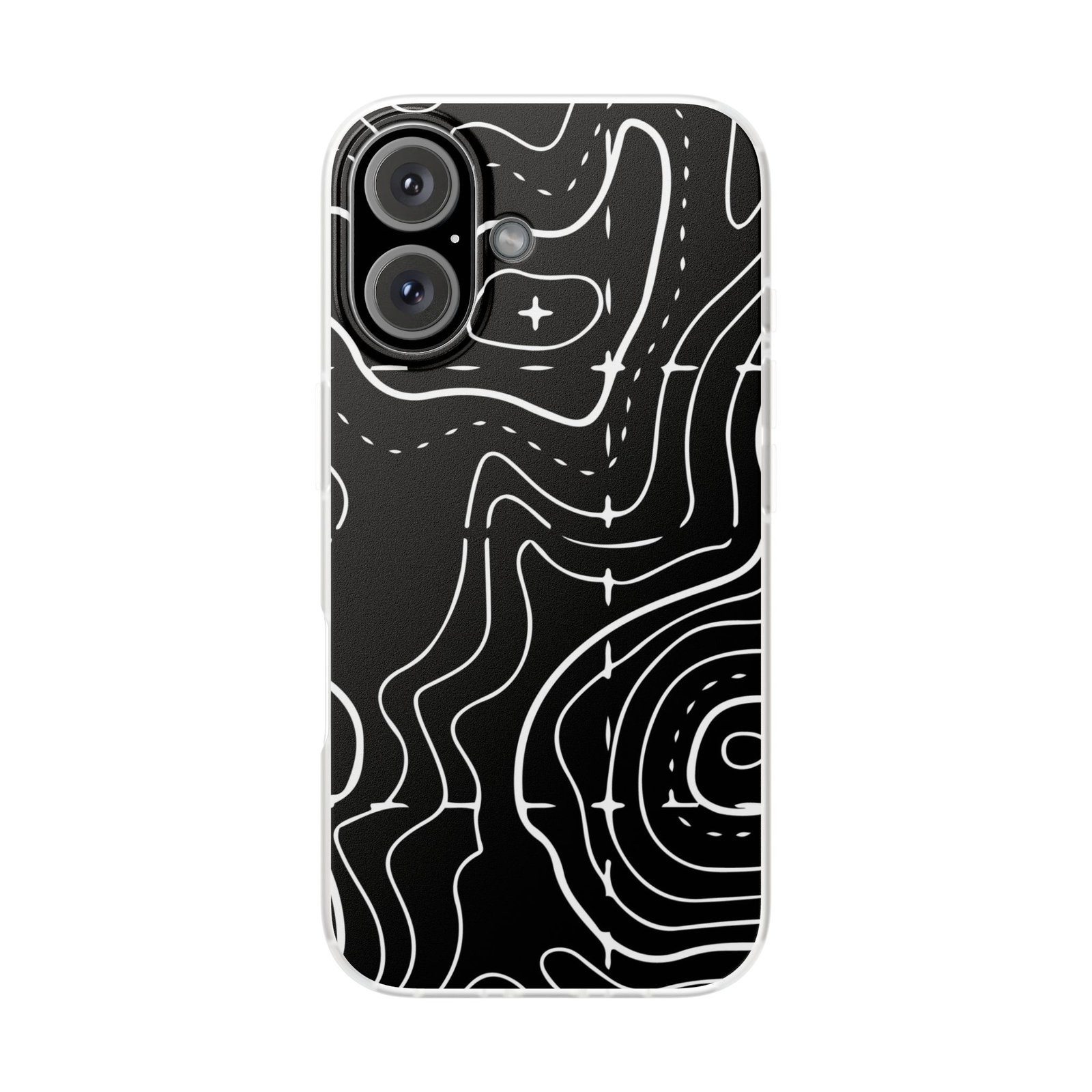 Phone Case — Black Topographic Line Art Design - Image 93