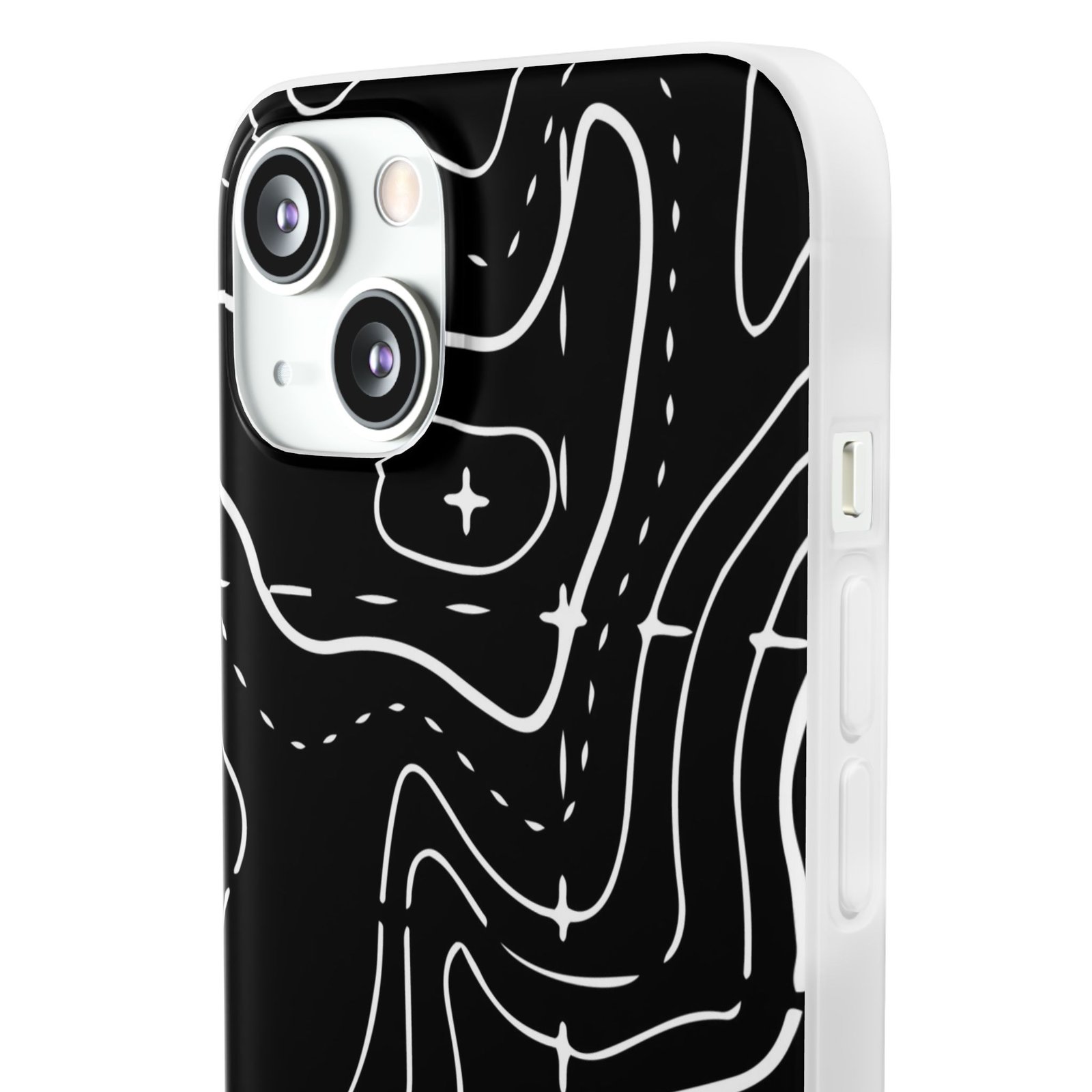 Phone Case — Black Topographic Line Art Design - Image 14