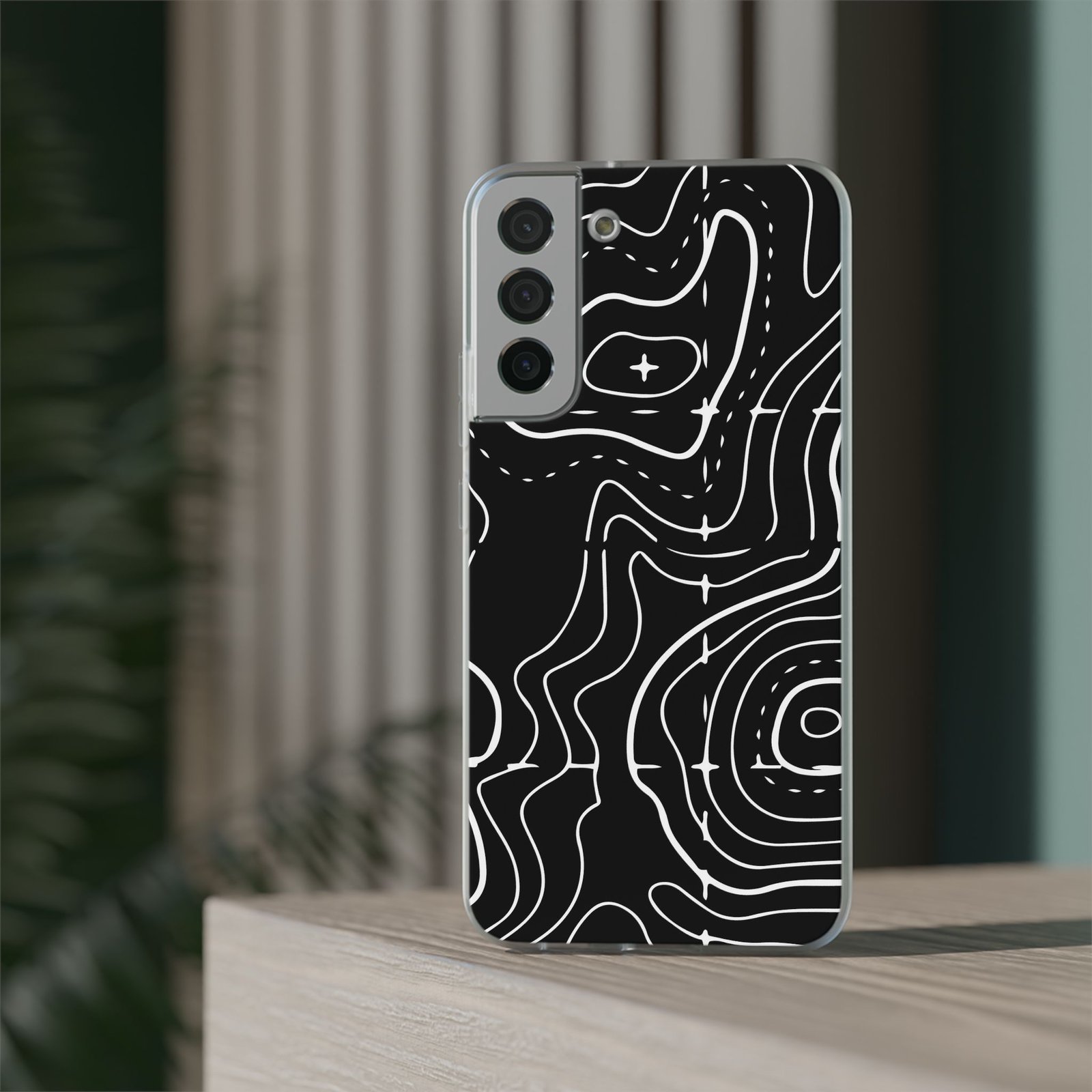 Phone Case — Black Topographic Line Art Design - Image 39