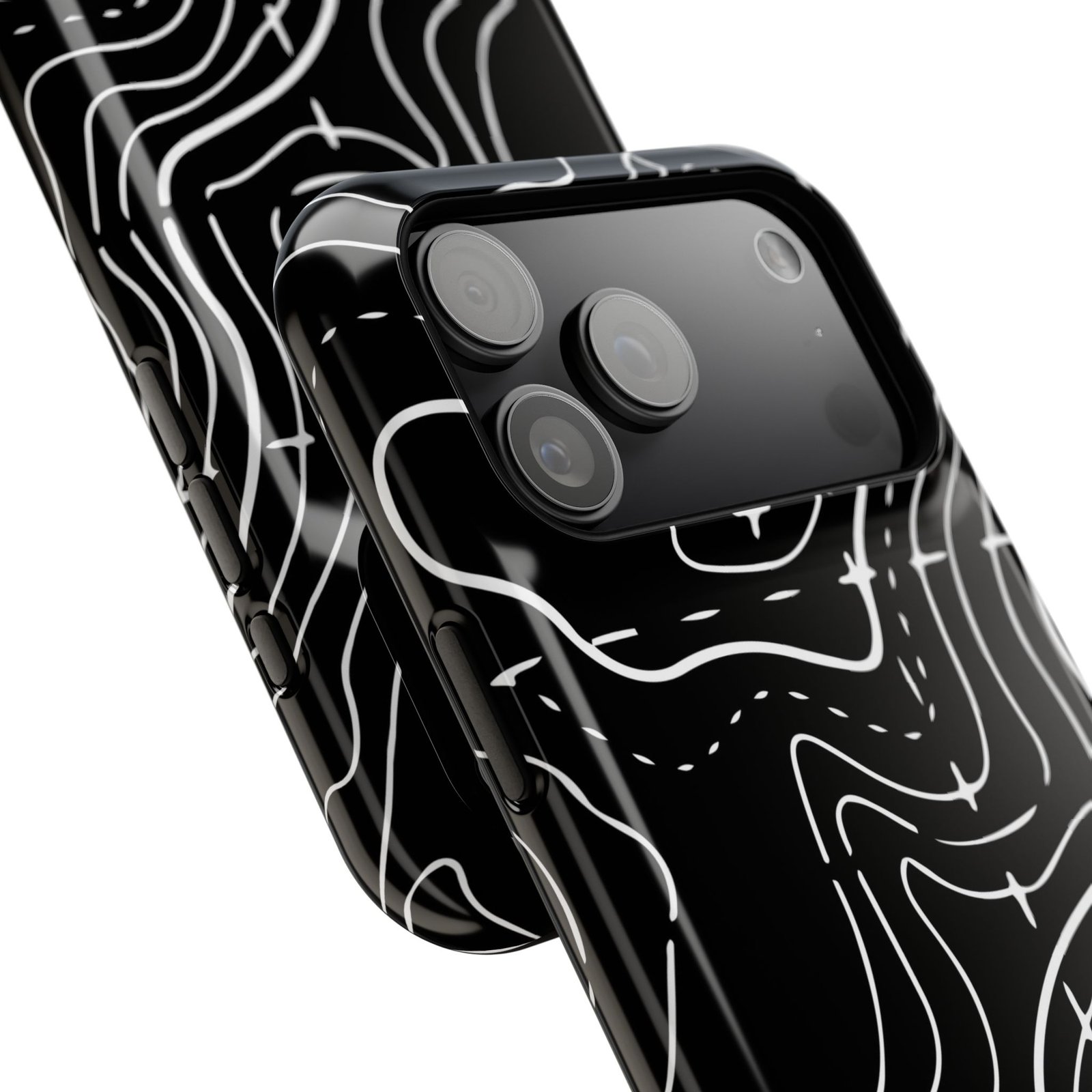 Topographic Black Phone Case — Impact-Resistant iPhone Cover - Image 146
