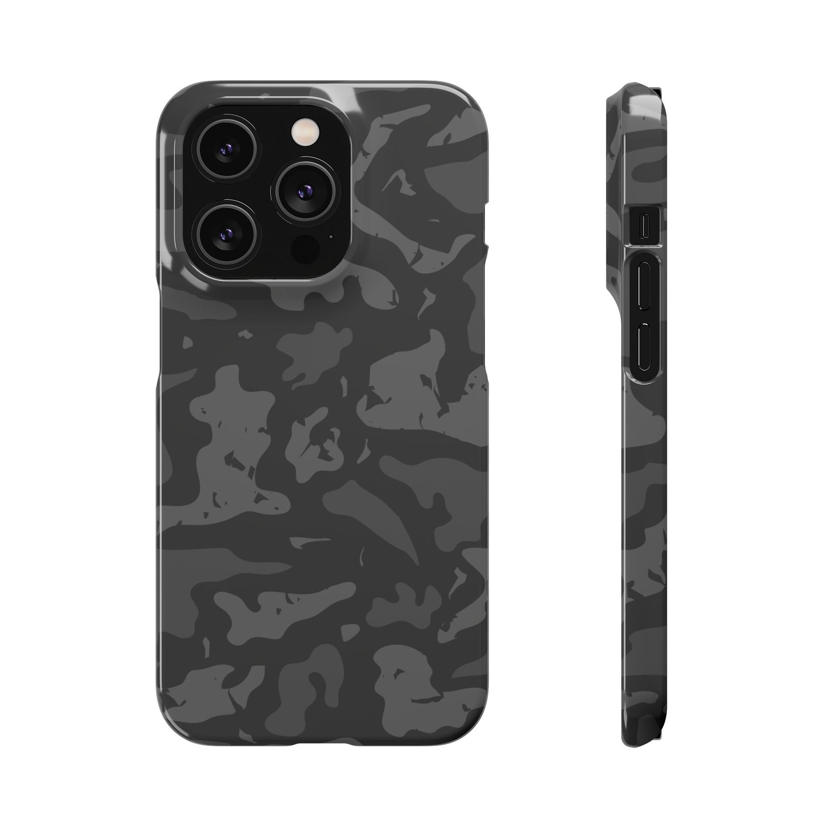 Black Grey Camo Snap Phone Case — Slim Protective Phone Cover - Image 8