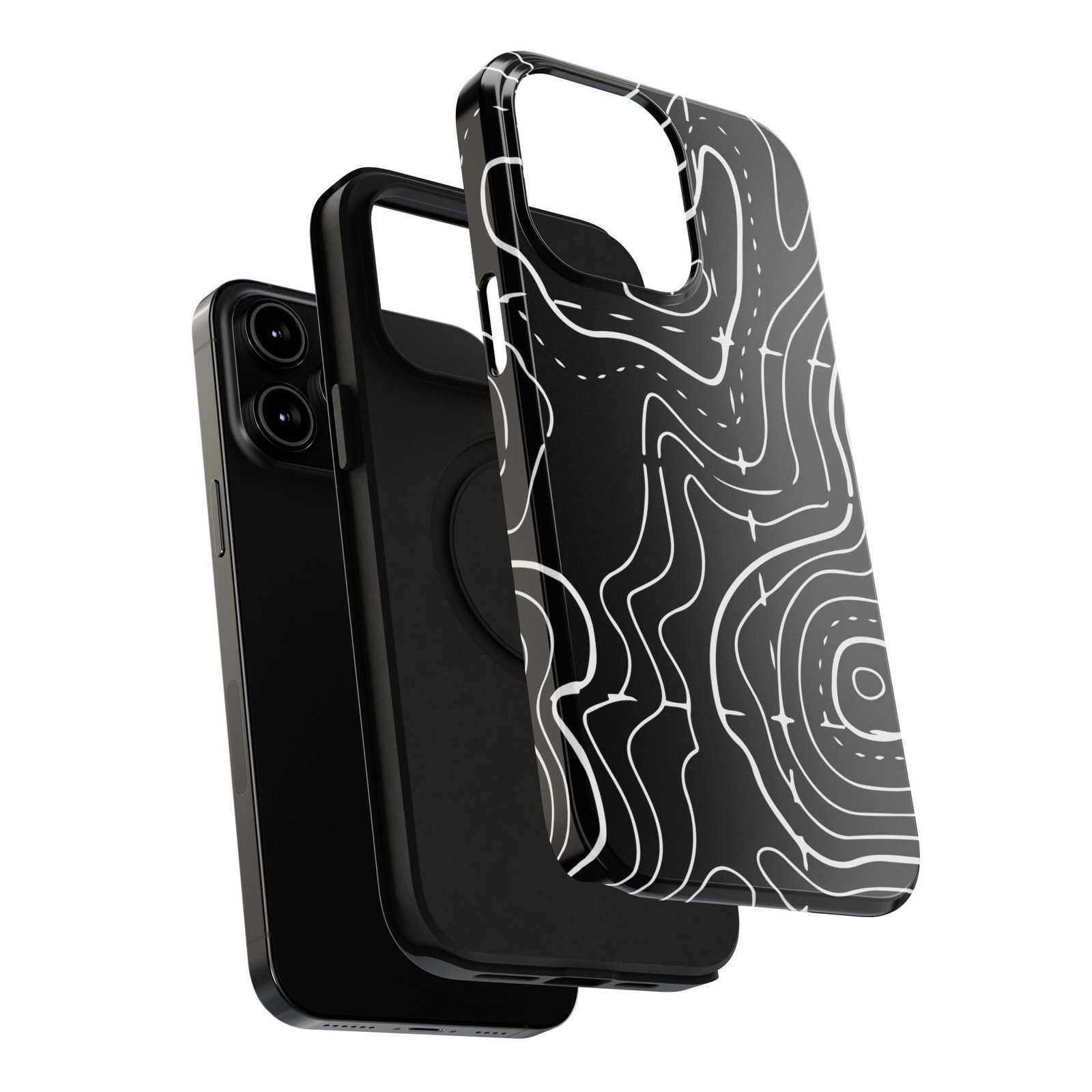 Topographic Black Phone Case — Impact-Resistant iPhone Cover - Image 84