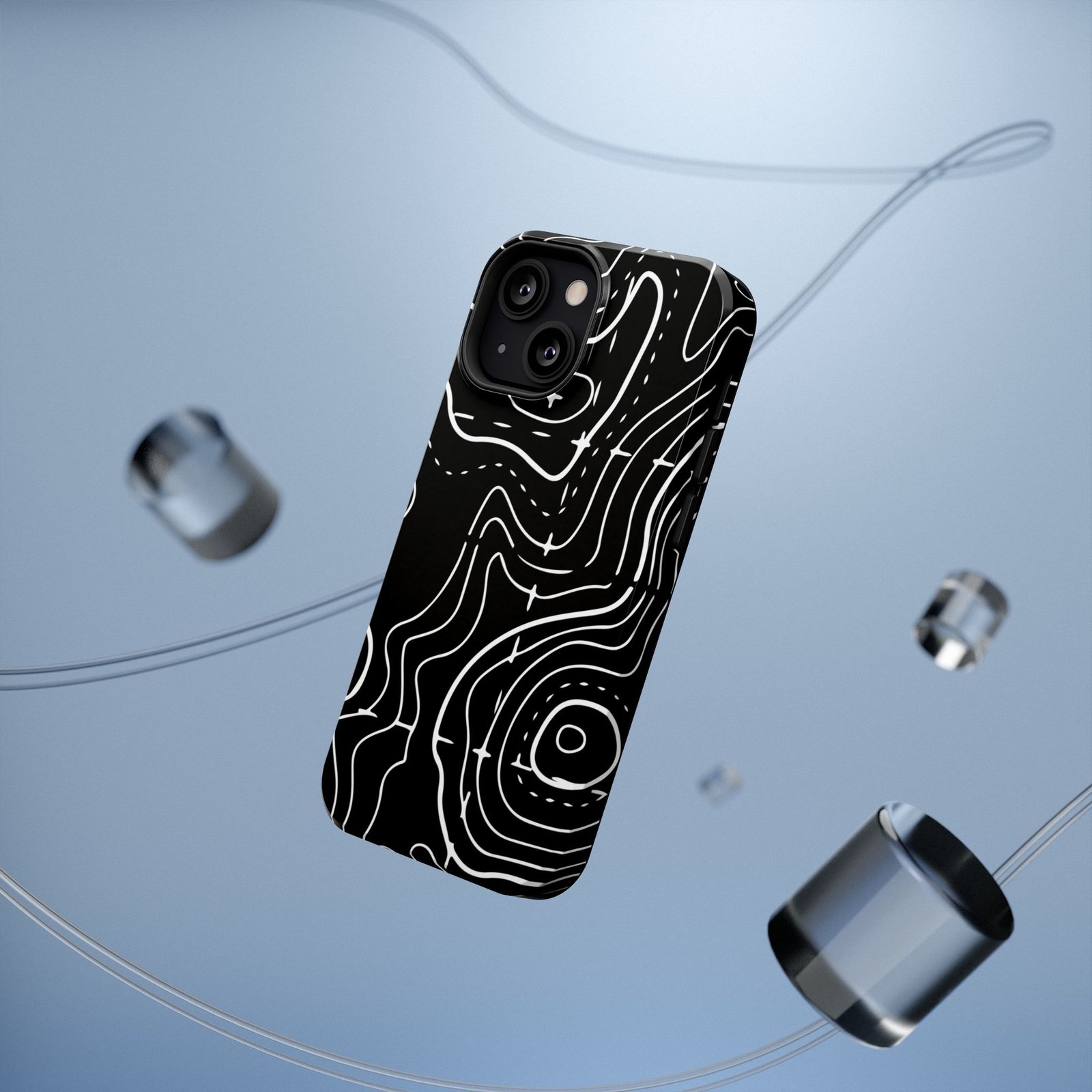 Topographic Black Phone Case — Impact-Resistant iPhone Cover - Image 9