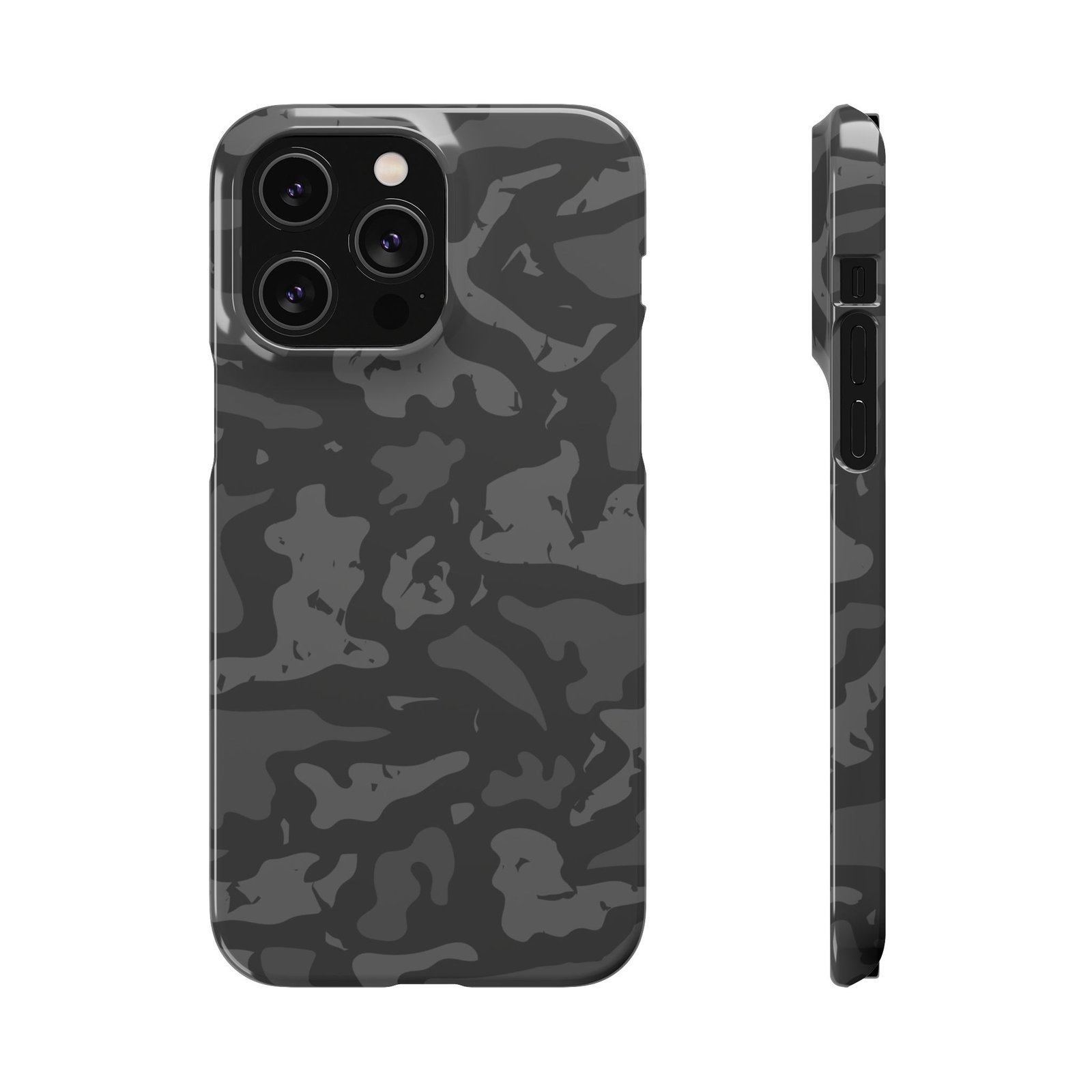 Black Grey Camo Snap Phone Case — Slim Protective Phone Cover - Image 10