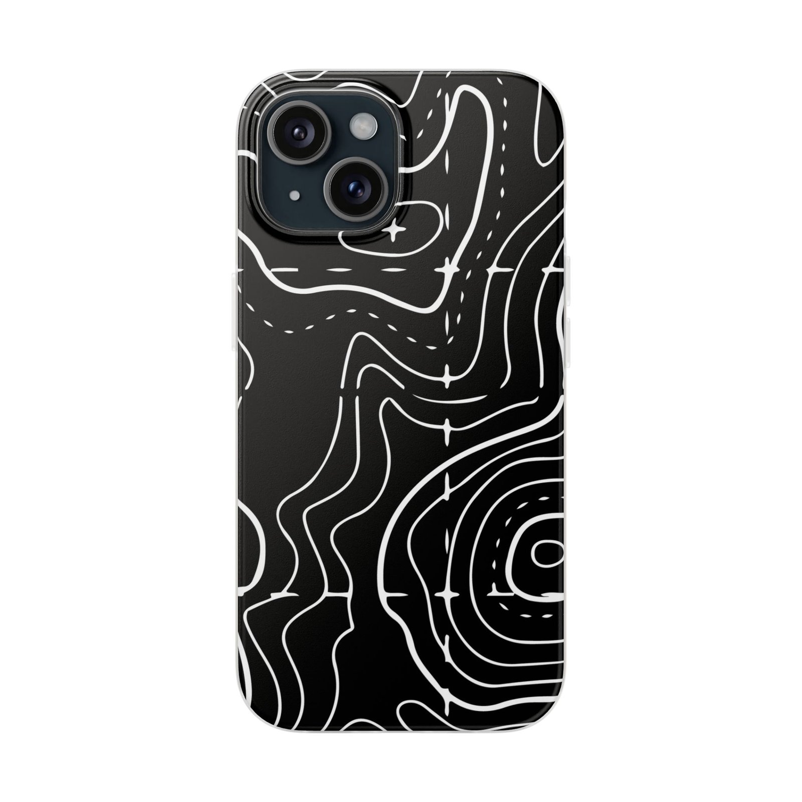 Phone Case — Black Topographic Line Art Design - Image 71