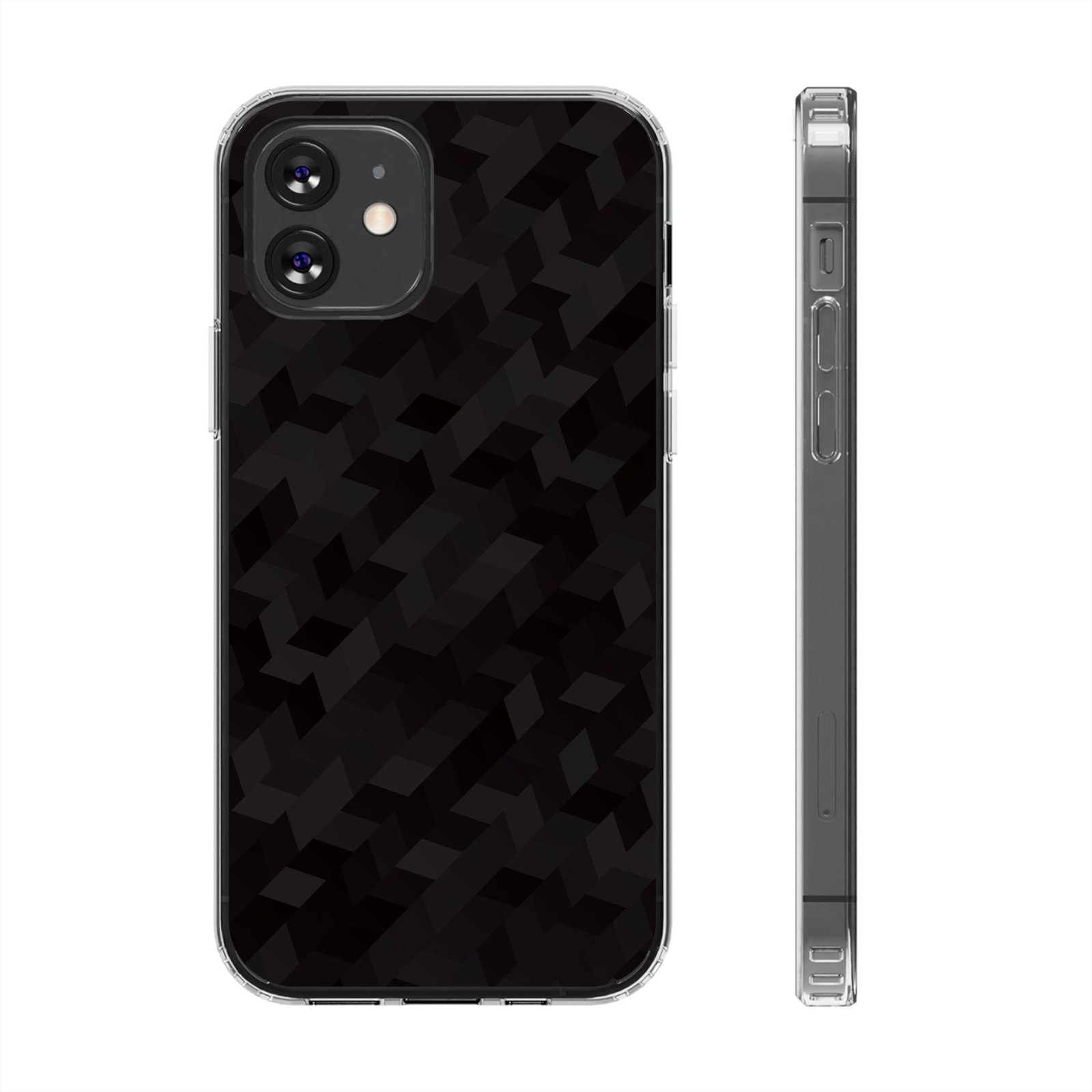 Clear Magnetic Impact-Resistant Phone Case — Black Houndstooth Pattern - Image 17