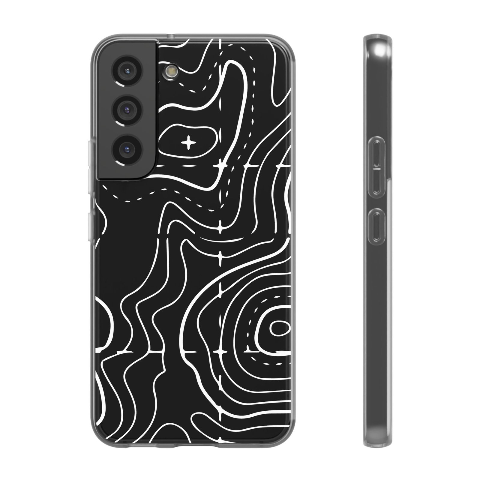 Phone Case — Black Topographic Line Art Design - Image 34