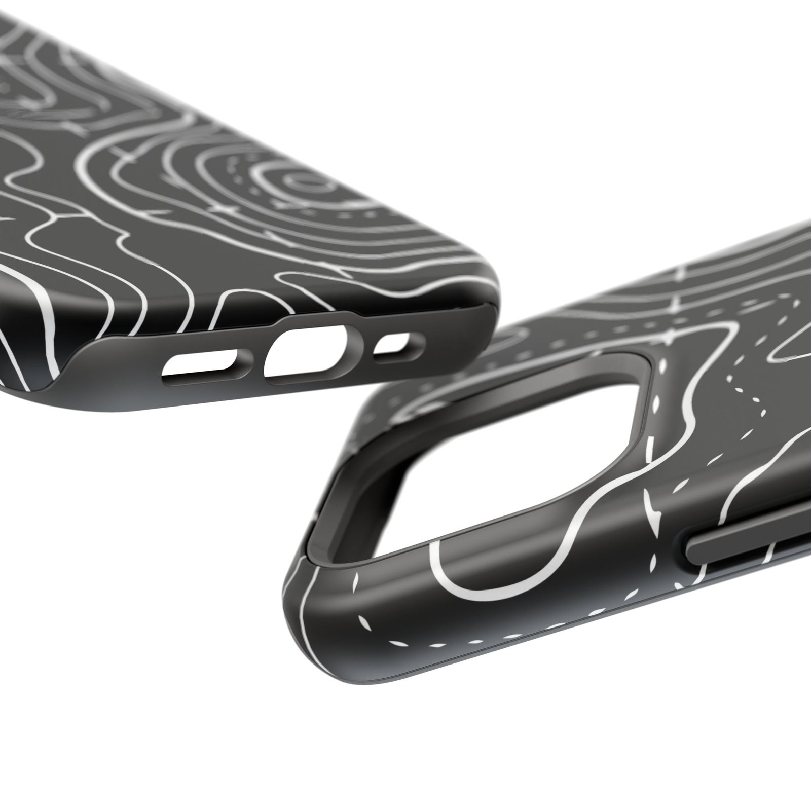 Topographic Black Phone Case — Impact-Resistant iPhone Cover - Image 39