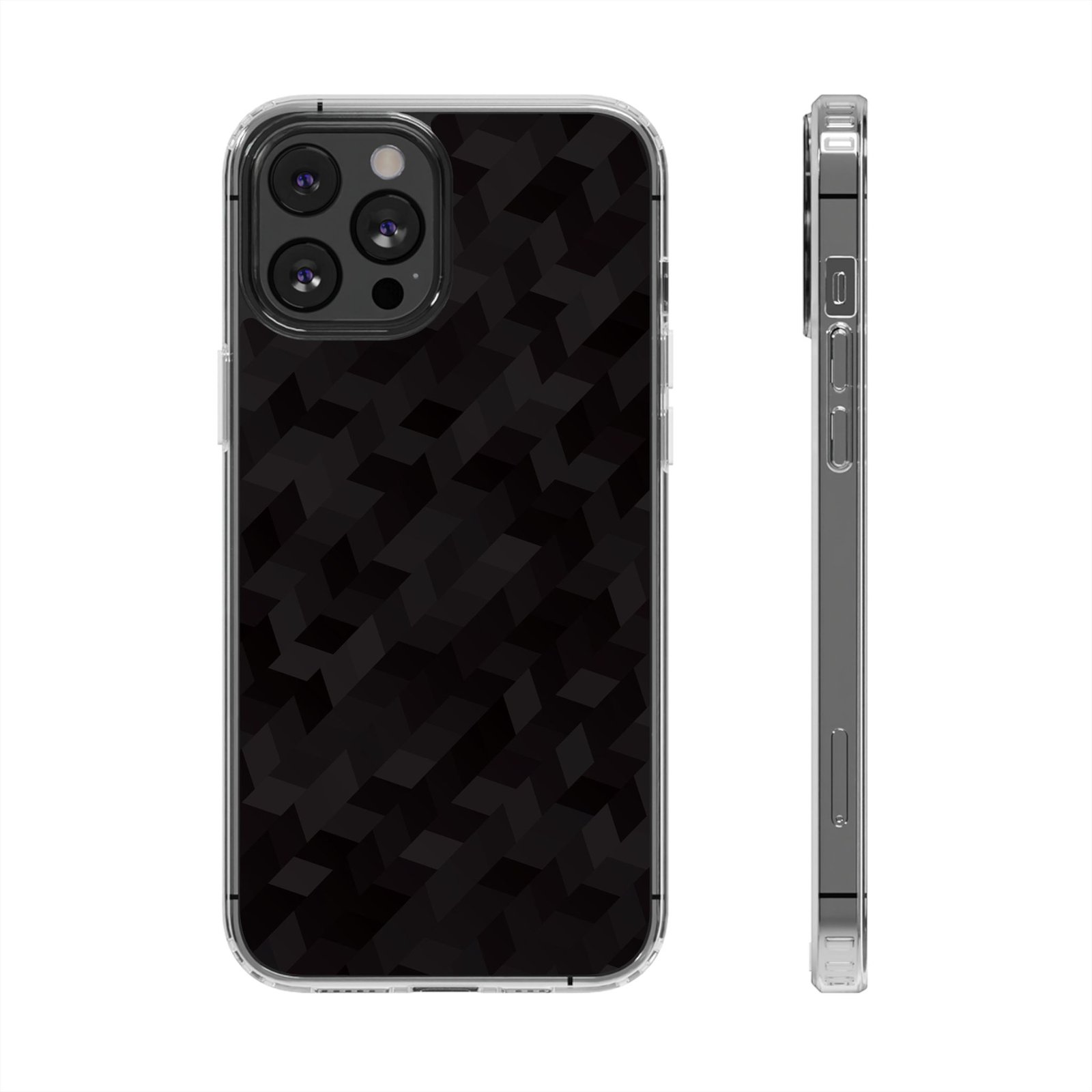 Clear Magnetic Impact-Resistant Phone Case — Black Houndstooth Pattern - Image 20