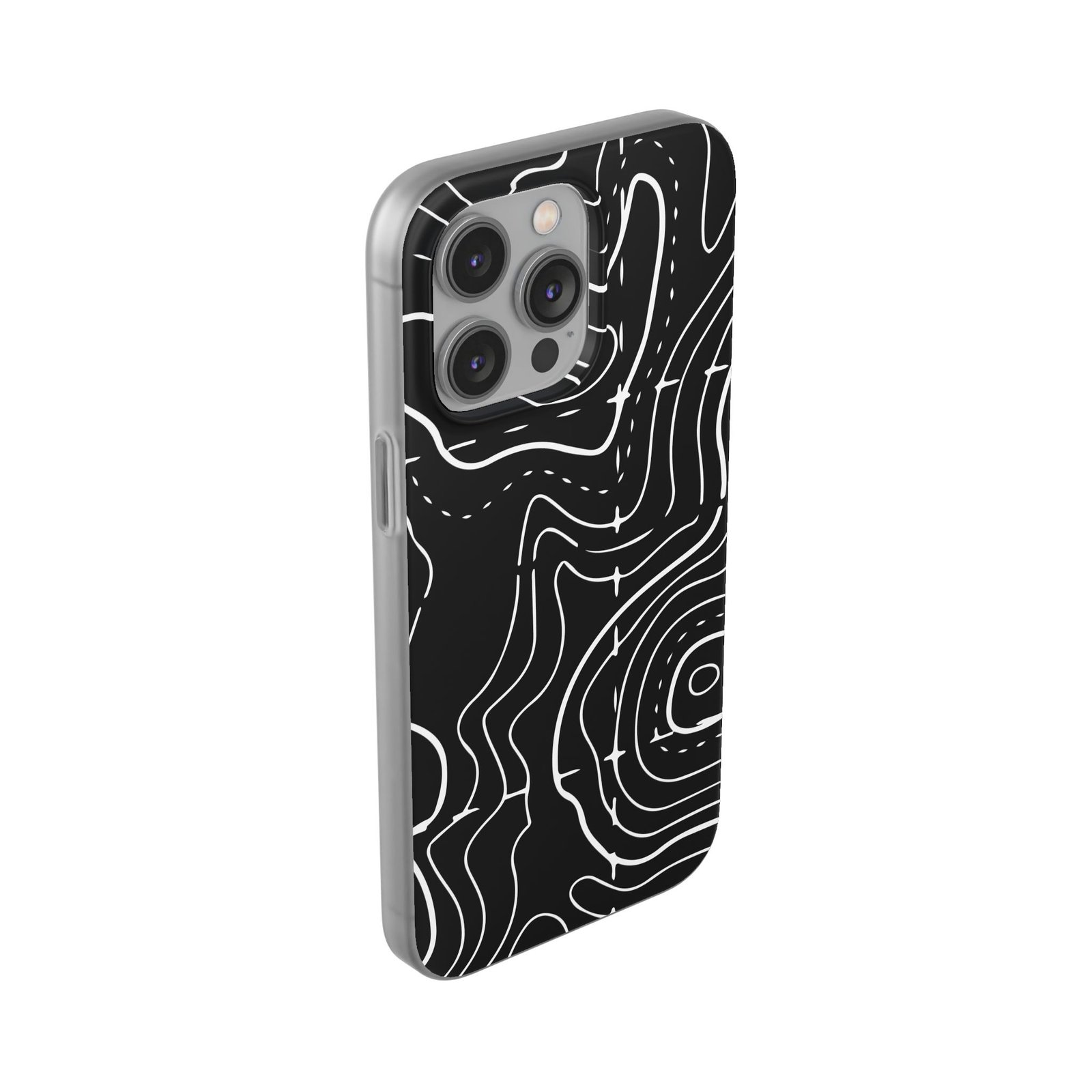 Phone Case — Black Topographic Line Art Design - Image 57