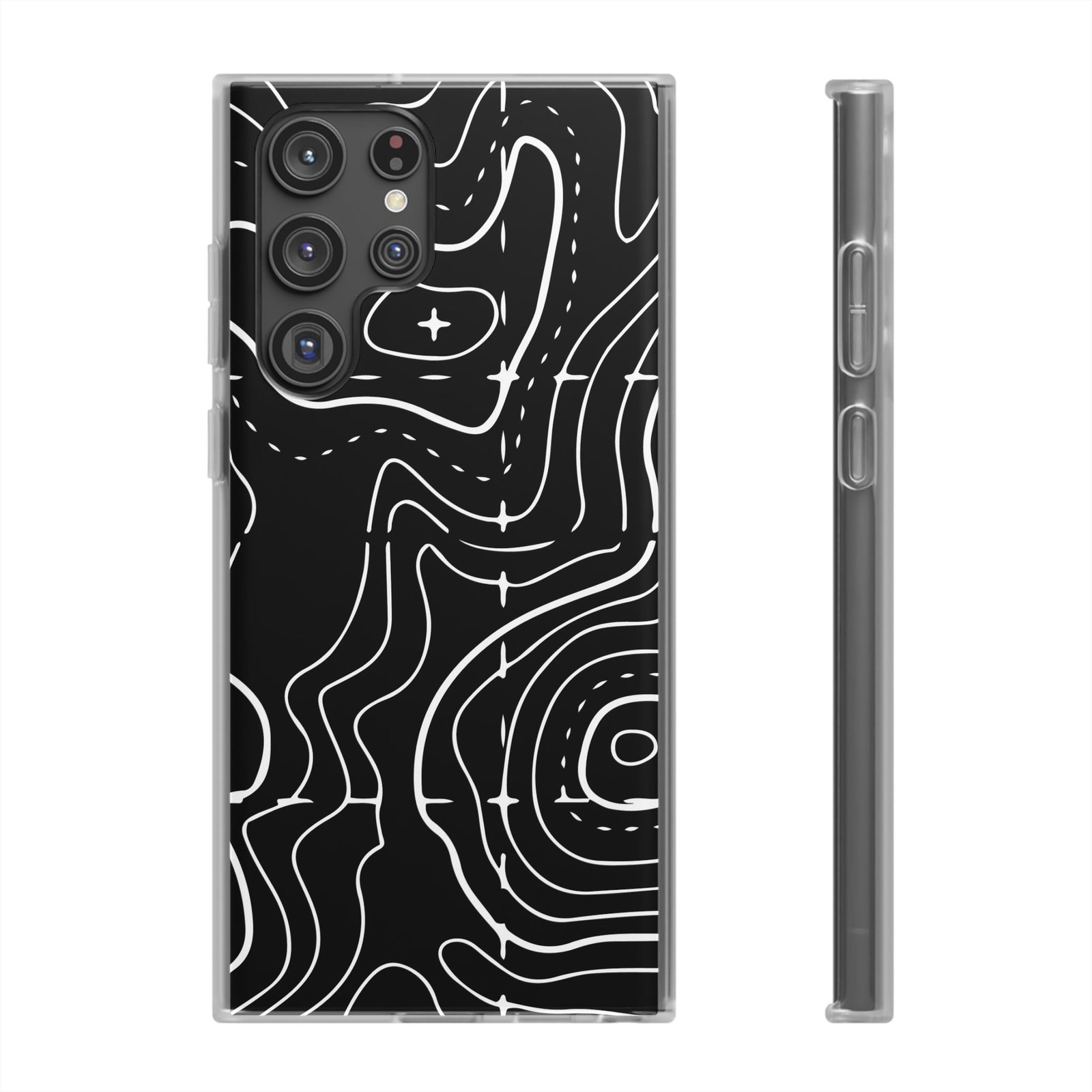 Phone Case — Black Topographic Line Art Design - Image 40
