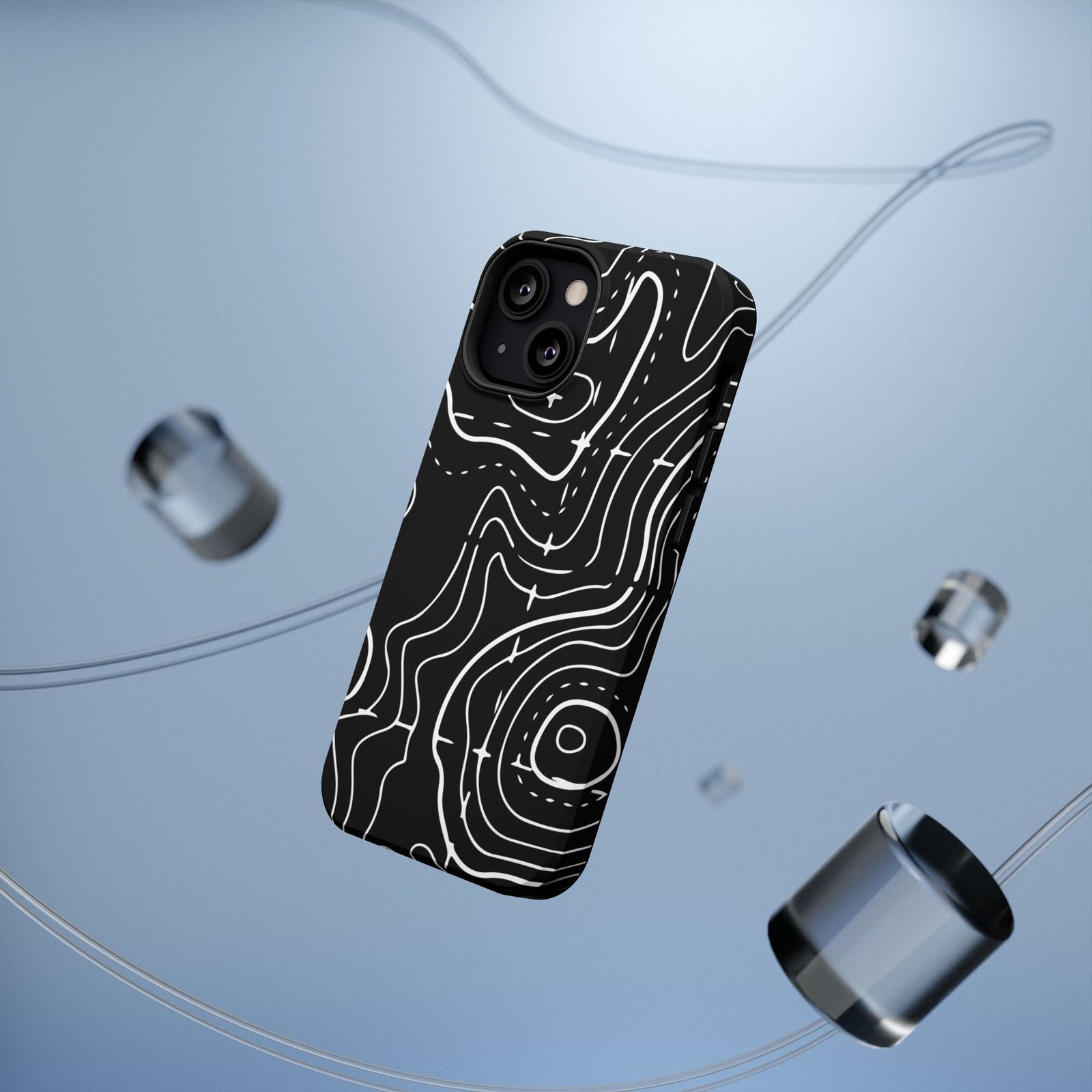 Topographic Black Phone Case — Impact-Resistant iPhone Cover - Image 12