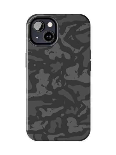 Camouflage Tough Phone Case — Black Grey Camo Protective Cover